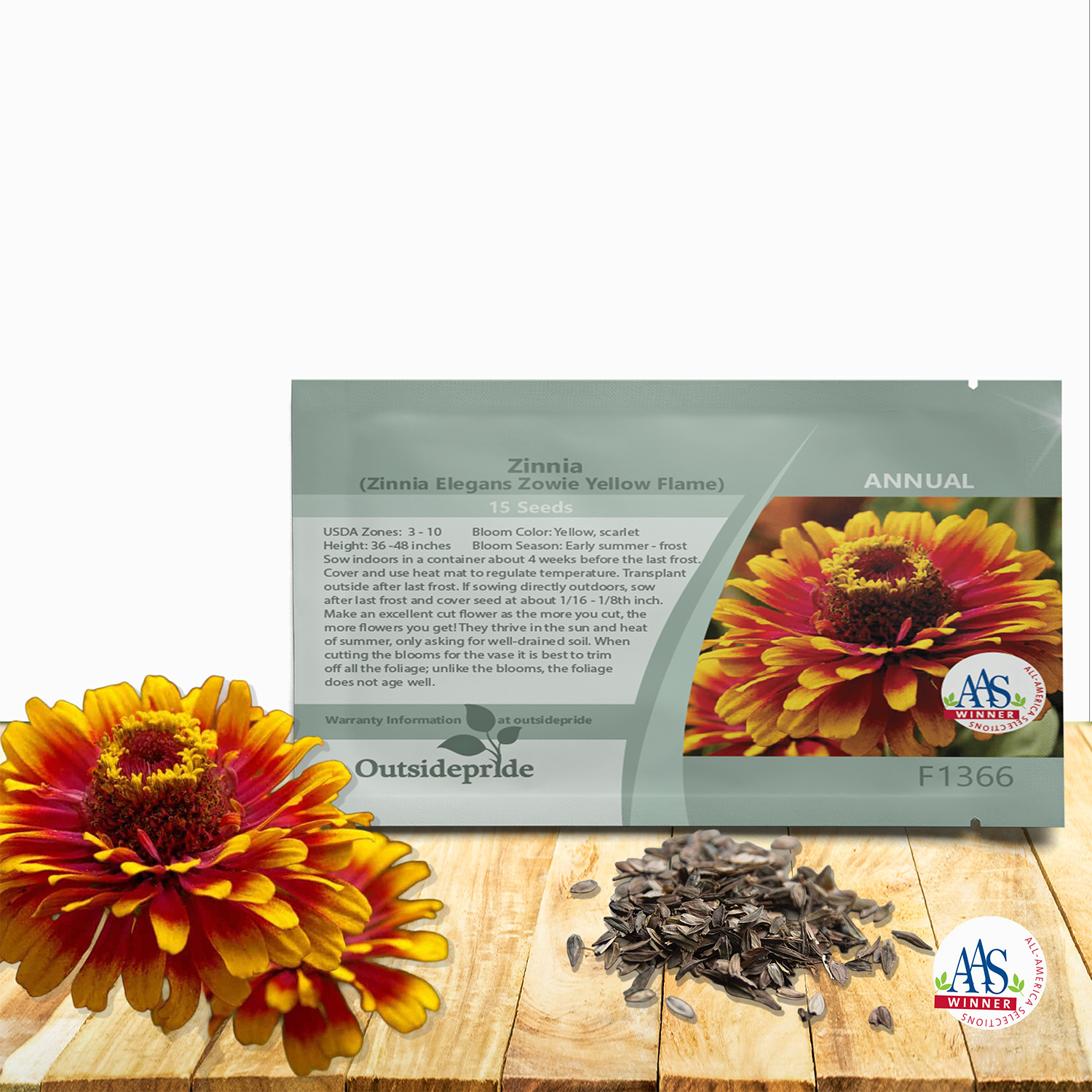 Zinnia Zowie Yellow Flame Seed Packet