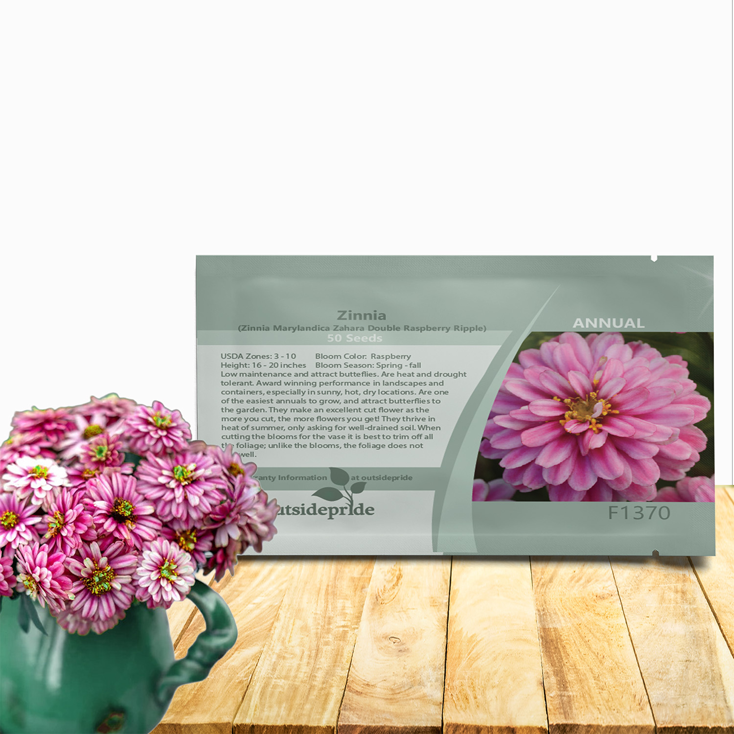 Zinnia Raspberry Ripple Seed Packet