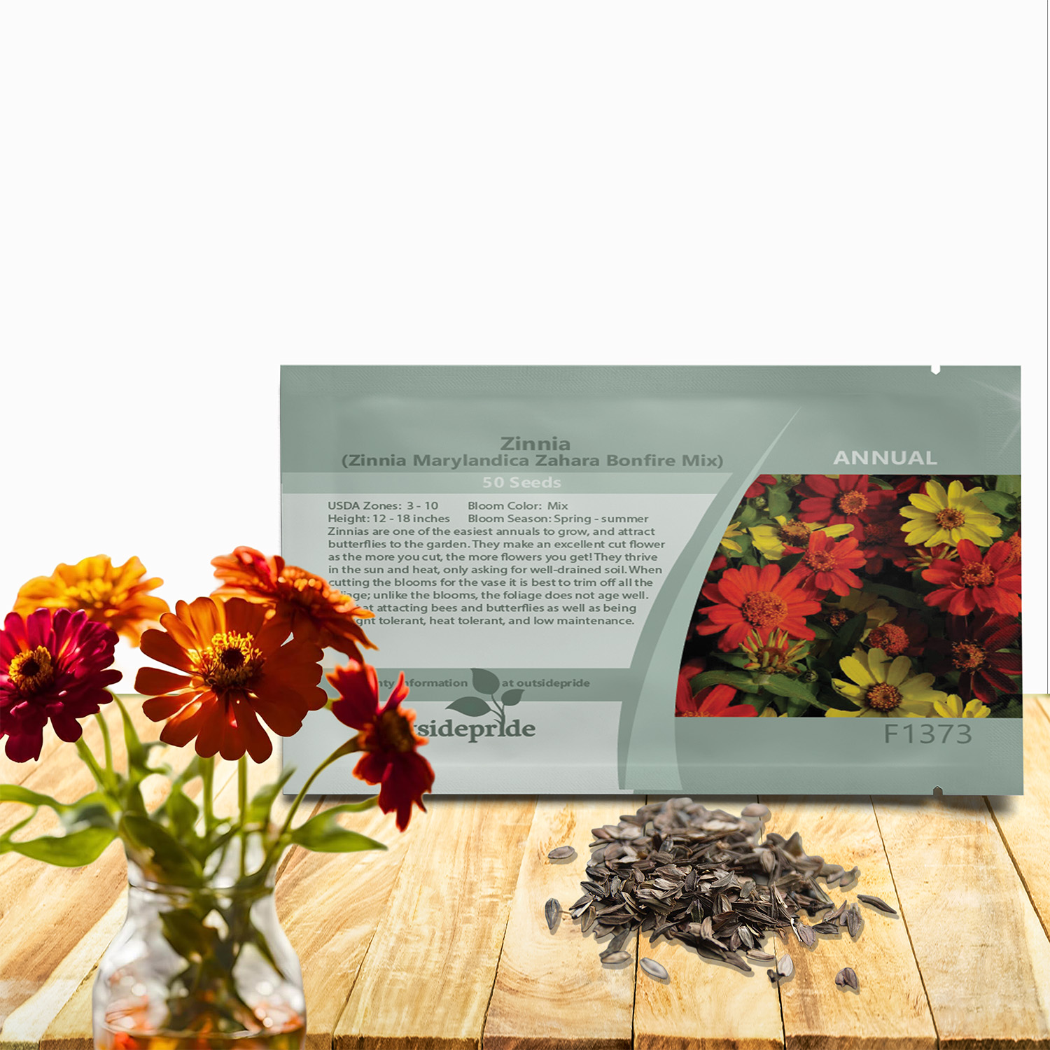 Zinnia Zahara Bonfire Flower Seed Packet