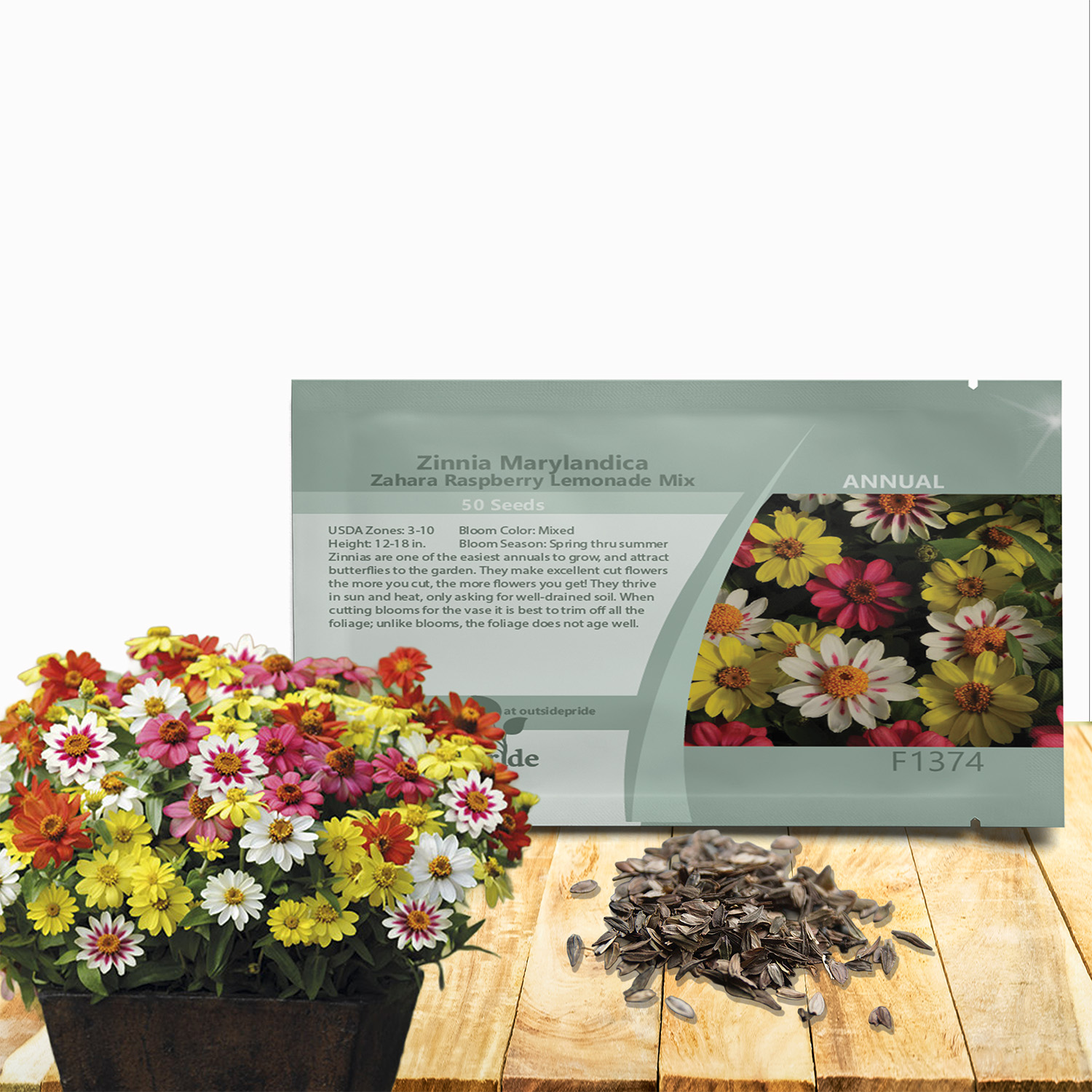 Zinnia Zahara Raspberry Lemonade Seed Packet