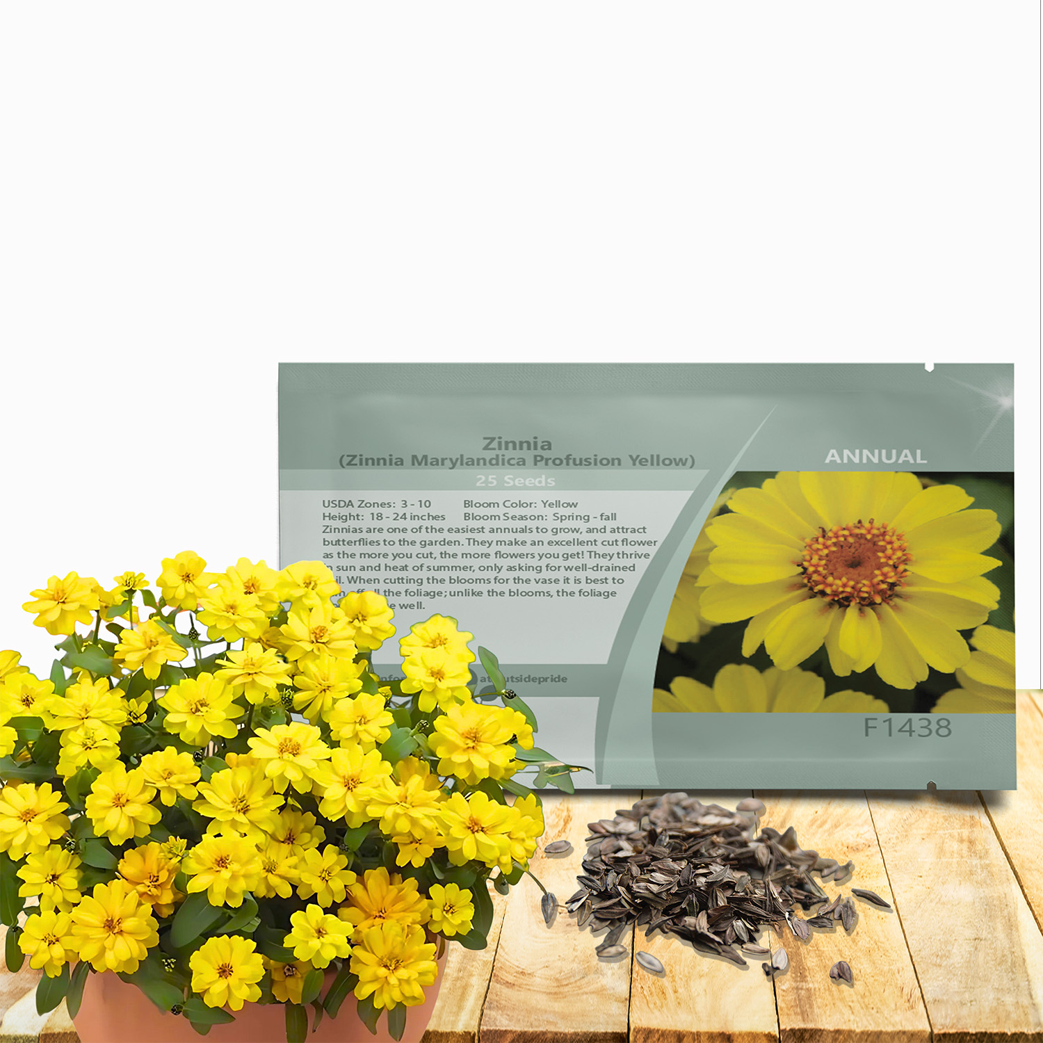 Zinnia Profusion Yellow Seed Packet