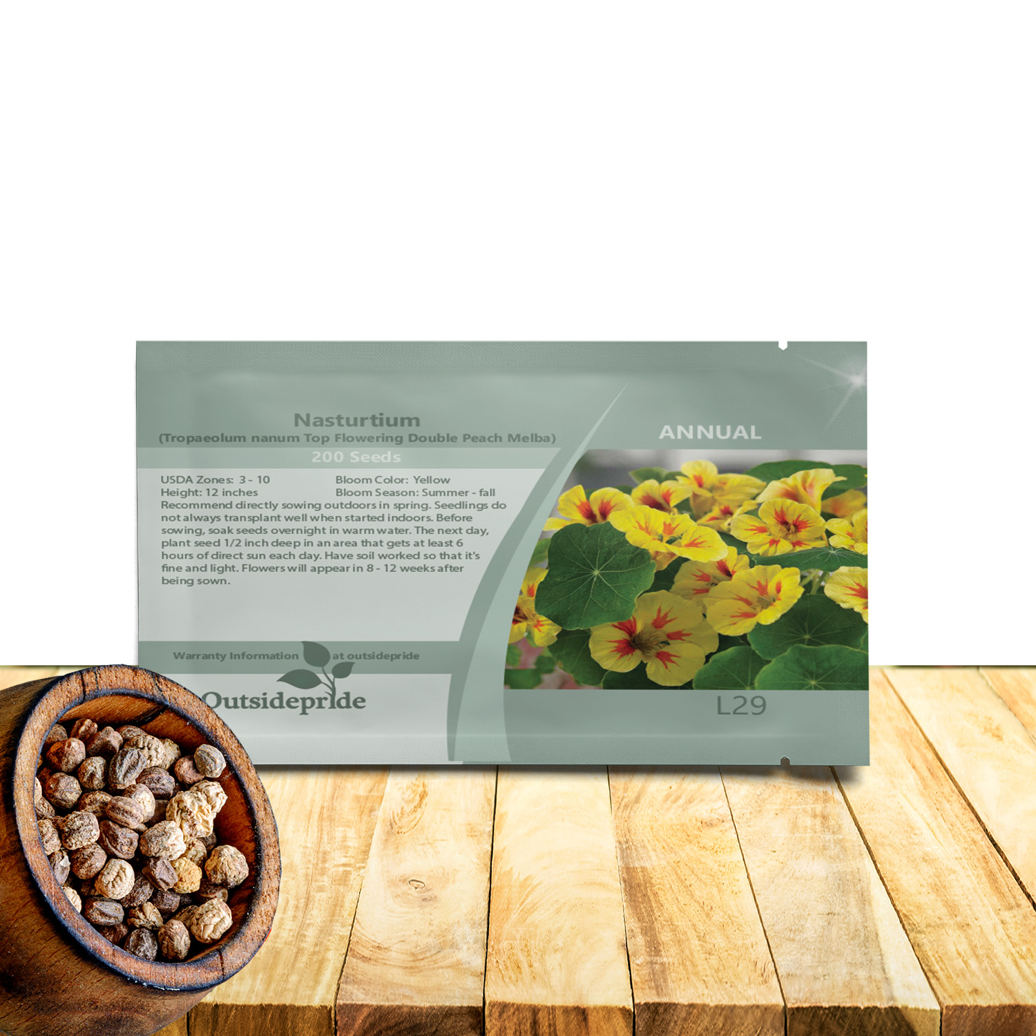 Nasturtium Peach Melba Seed Packet