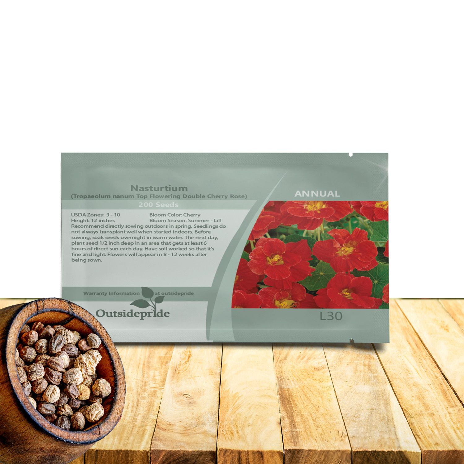 Nasturtium Cherry Rose Seed Packet