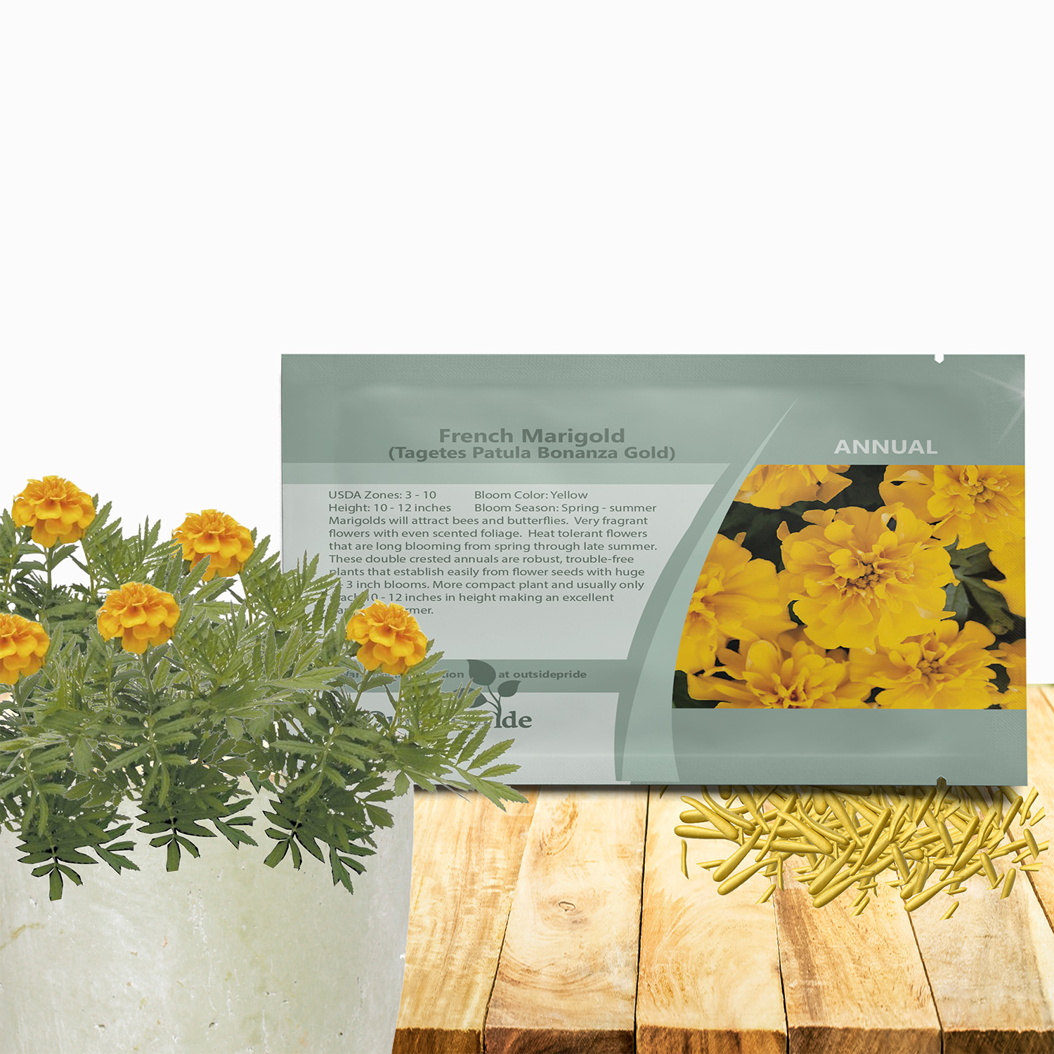 French Marigold Gold Flower Seed Packet
