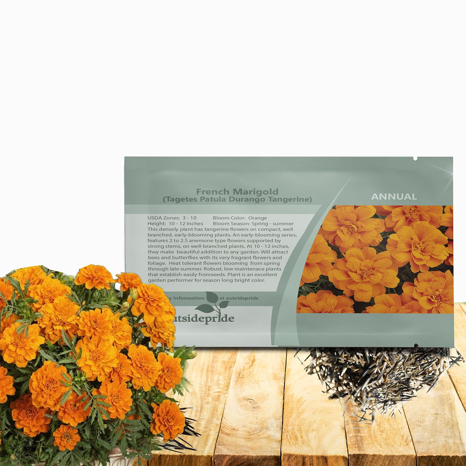 French Marigold Durango Tangerine Seed Packet