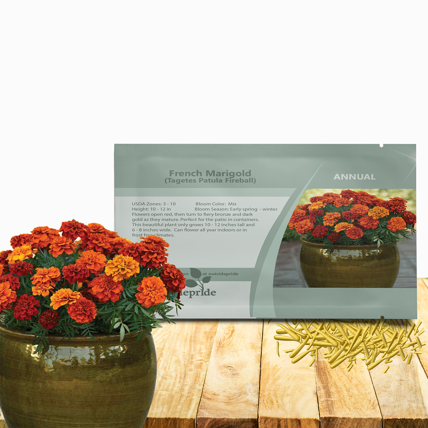 French Marigold Fireball Seed Packet