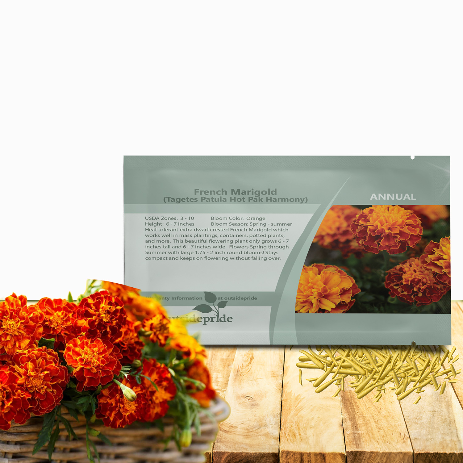 French Marigold Hot Pak Harmony Seed Packet