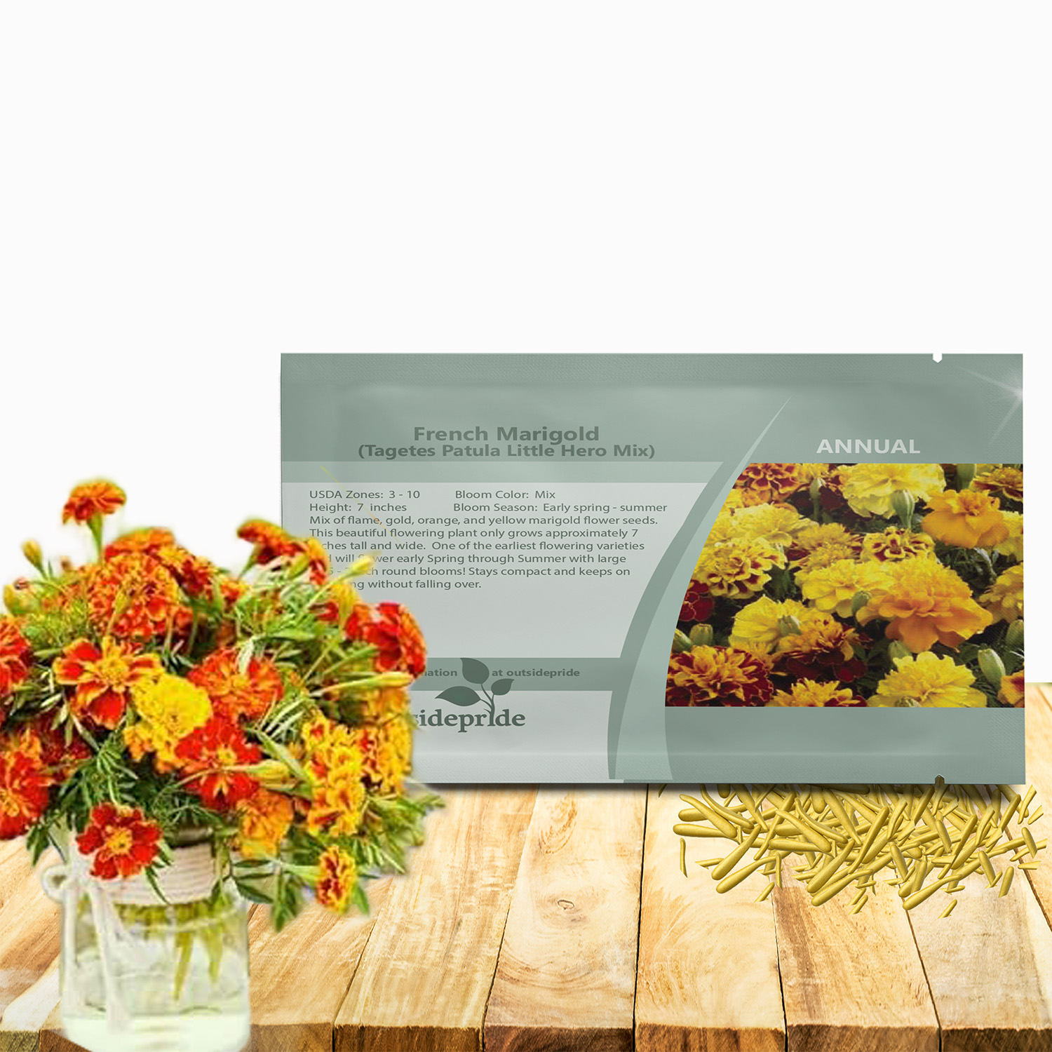 French Marigold Little Hero Seed Packet