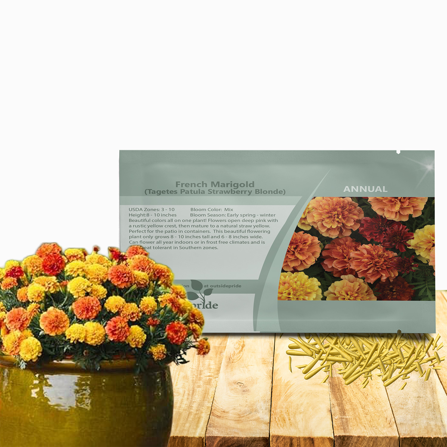 French Marigold Strawberry Blonde Seed Packet