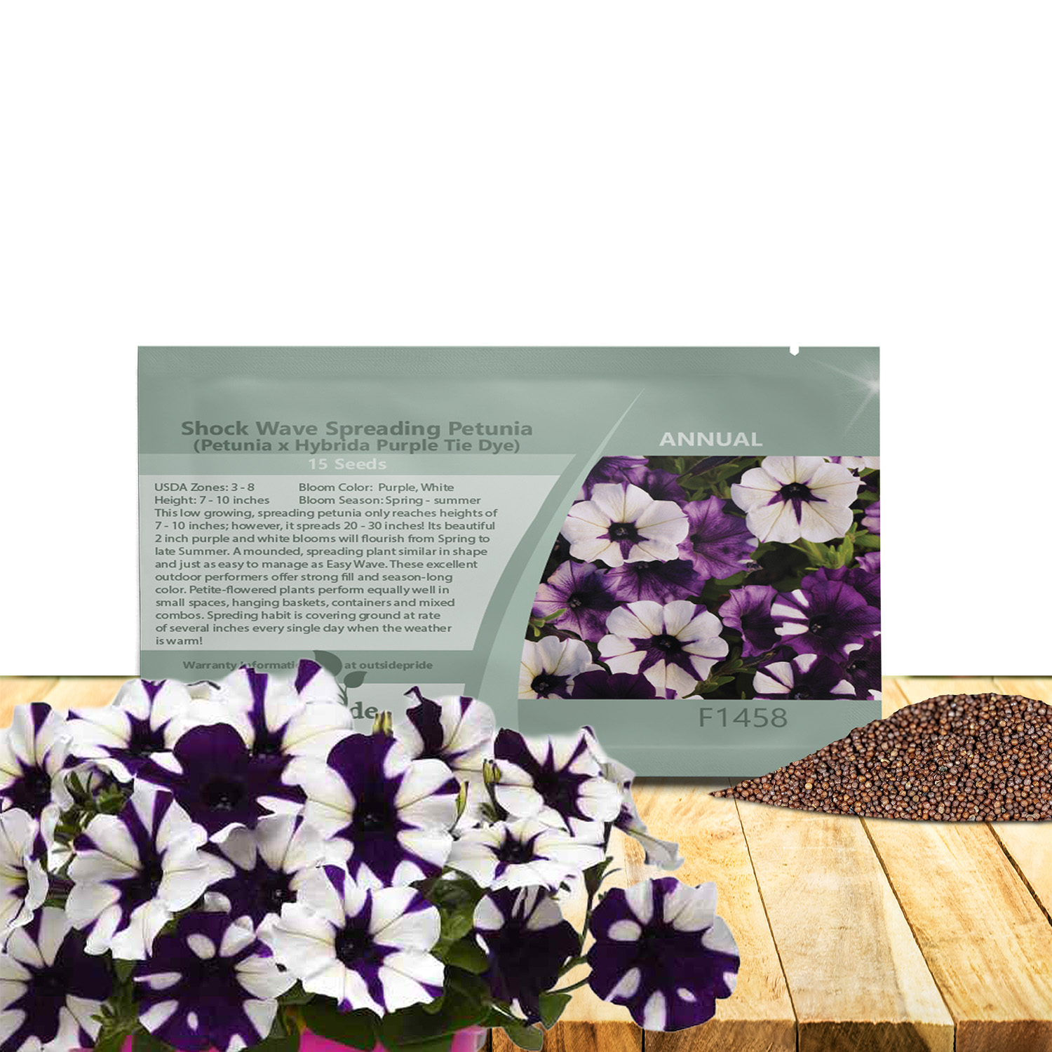 Shock Wave Purple Tie Dye Petunia Seed Packet