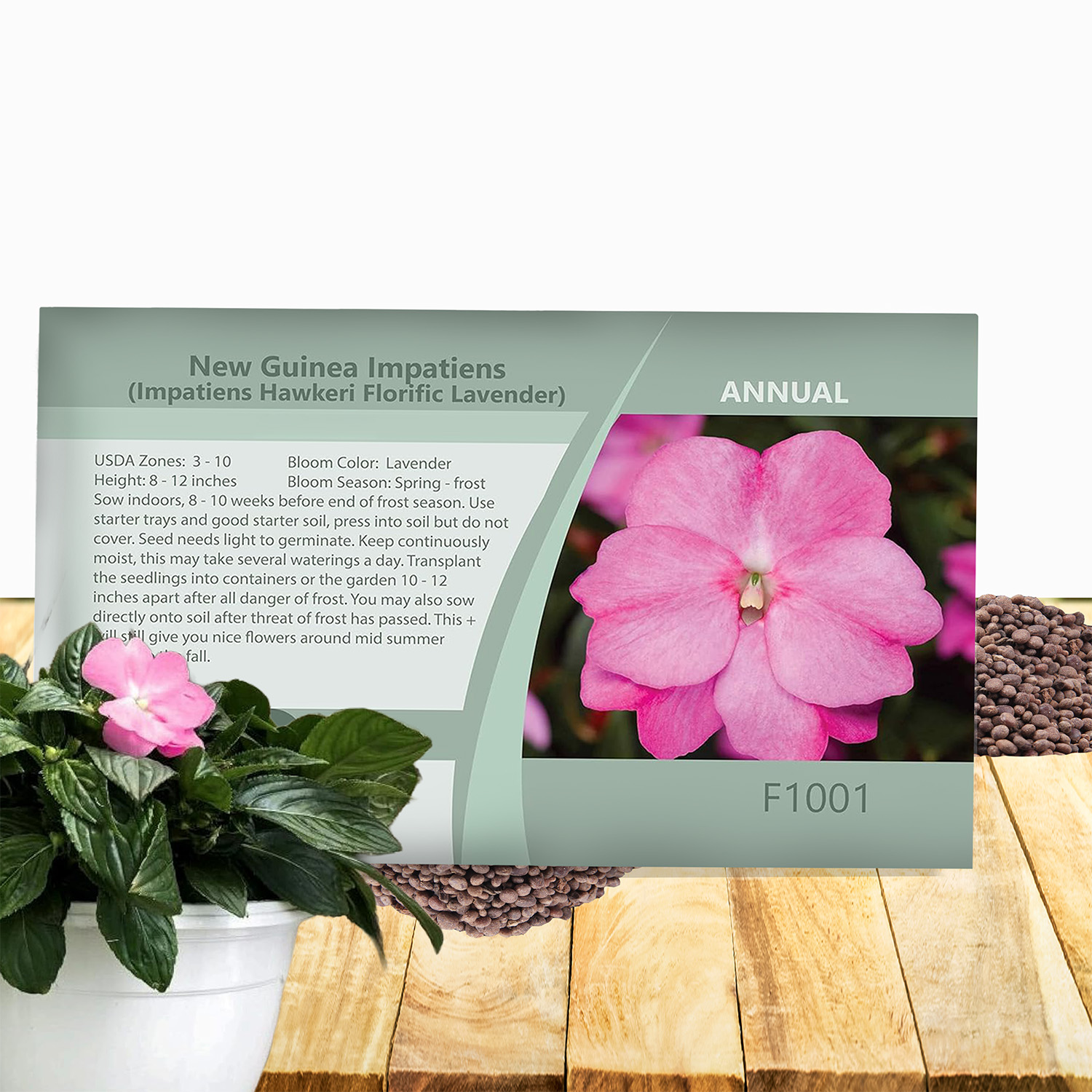 New Guinea Impatiens Lavender Seed Packet