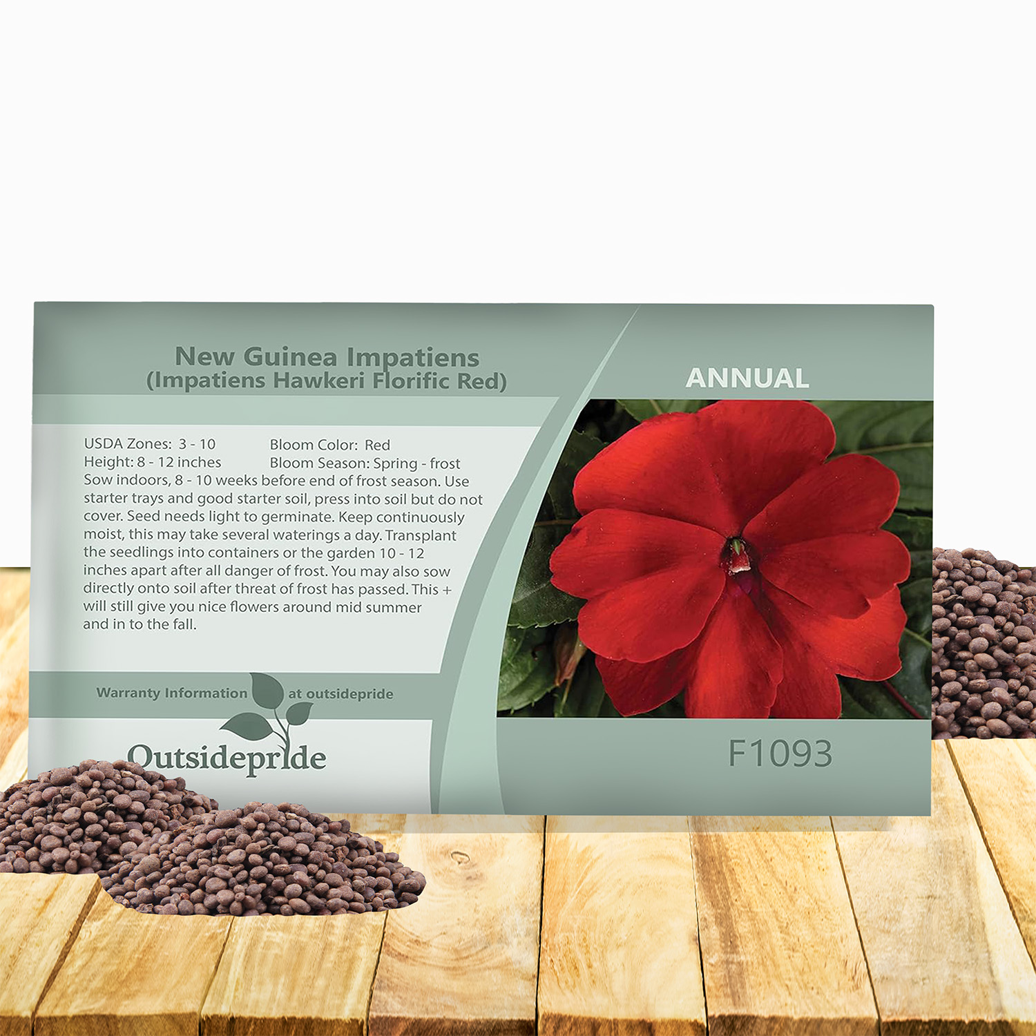 Impatiens New Guinea Red Seed Packet