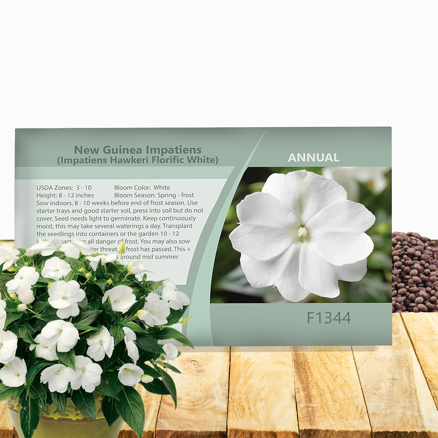 New Guinea Impatiens White Seed Packet