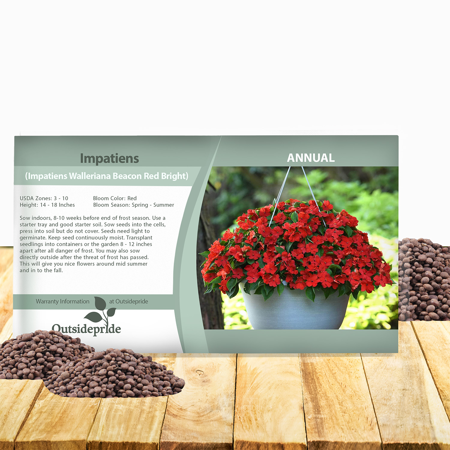 Impatiens Beacon Bright Red Seed Packet
