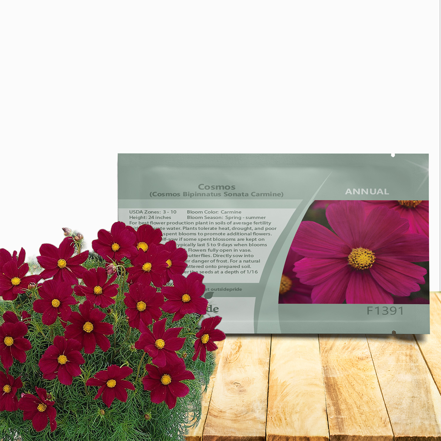 Cosmos Bipinnatus Sonata Carmine Seed Packet