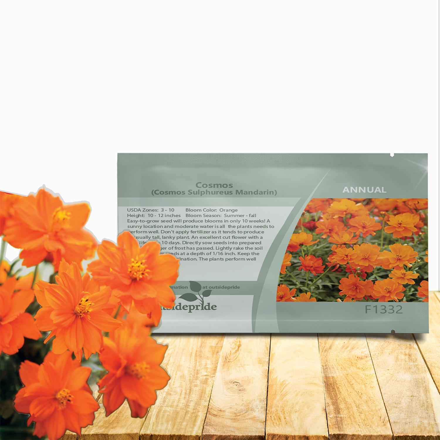 Cosmos Sulphureus Mandarin Seed Packet