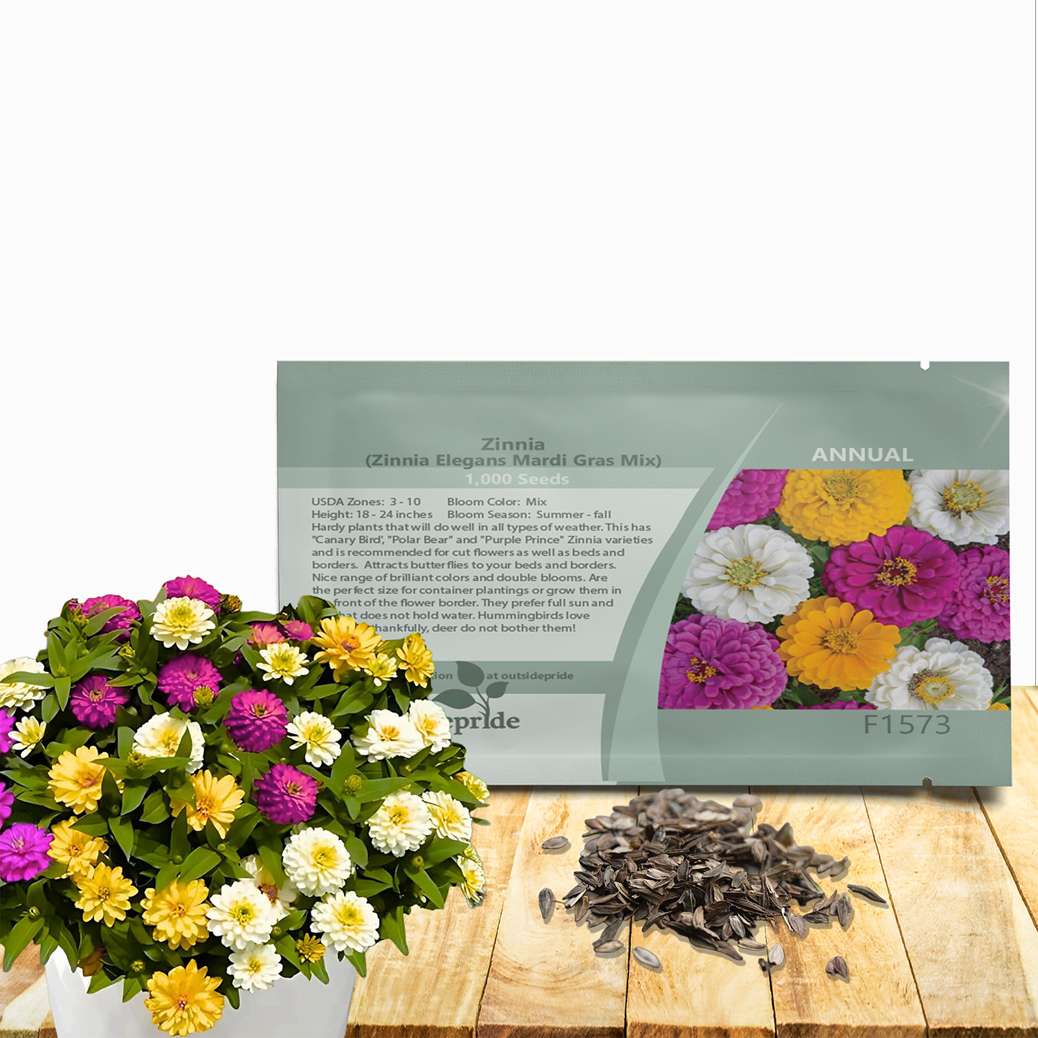 Zinnia Flower Mardi Gras Seed Packet