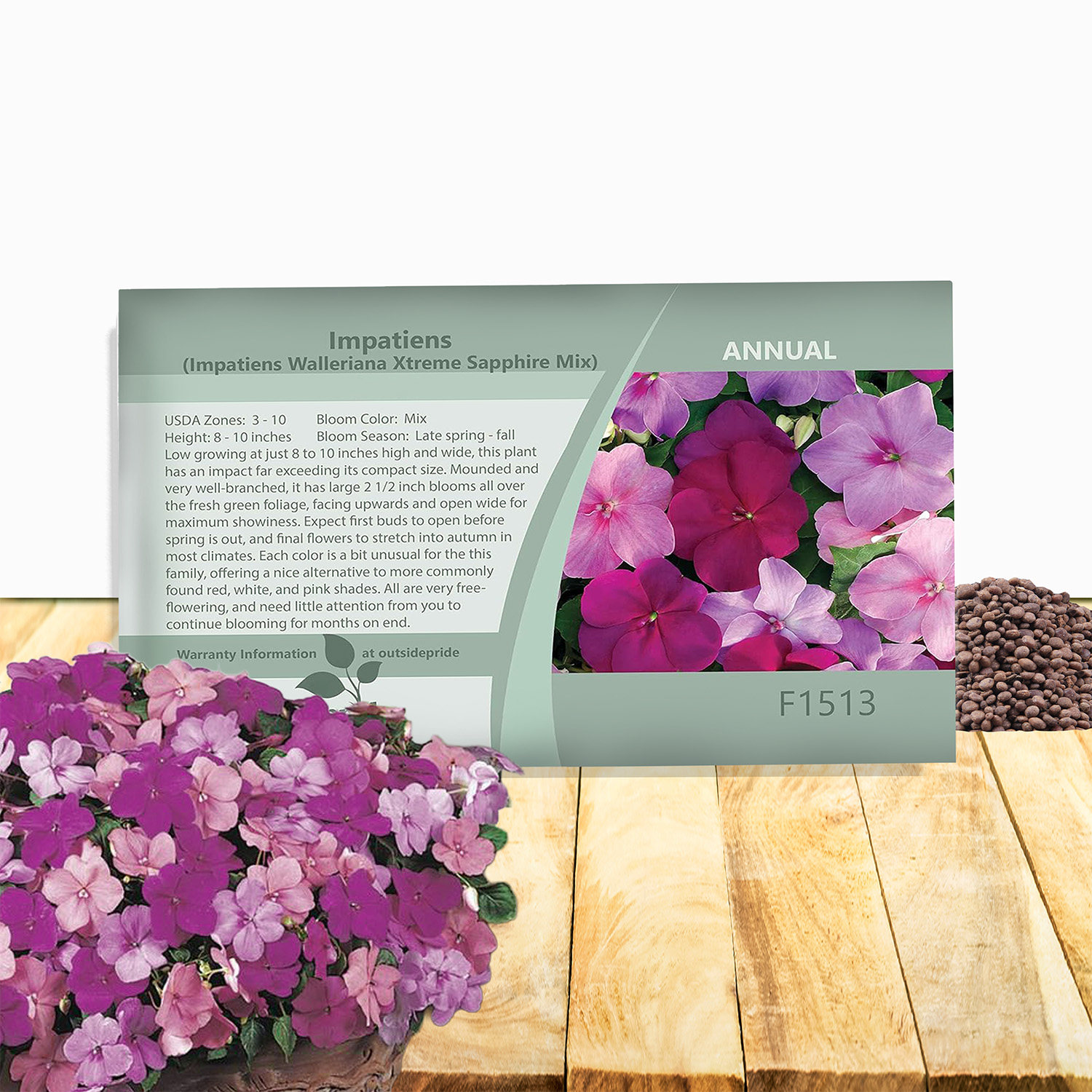Impatiens Sapphire Flower Seed Packet