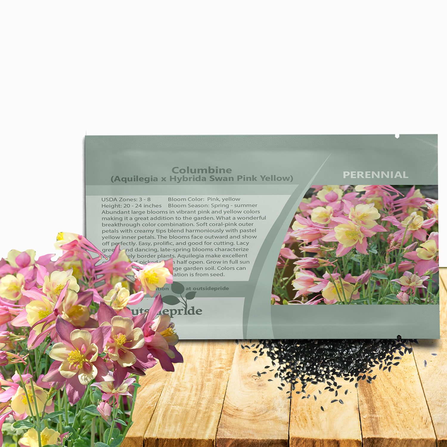 Columbine Swan Pink Yellow Seed Packet