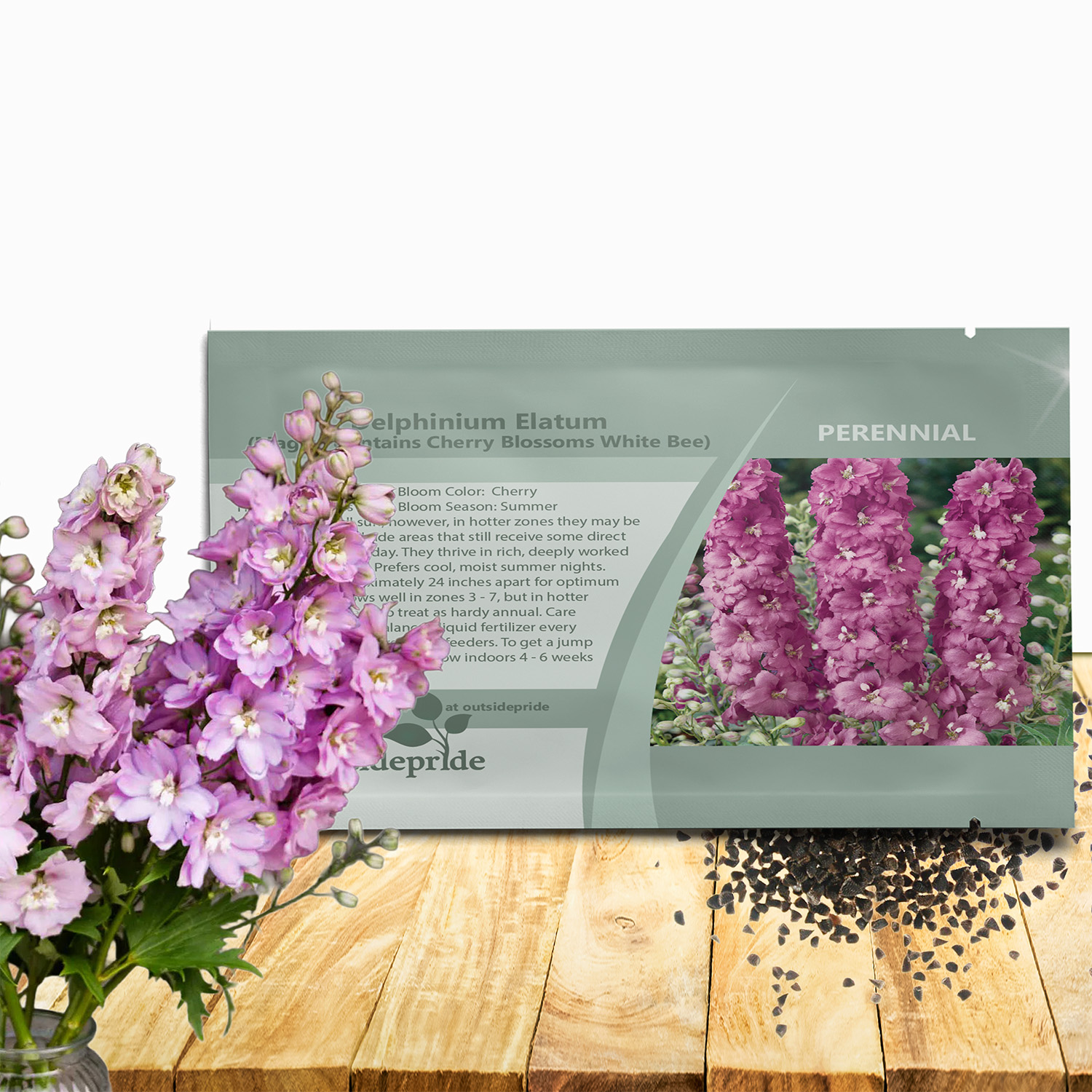 Delphinium Cherry Blossoms Seed Packet For Planting