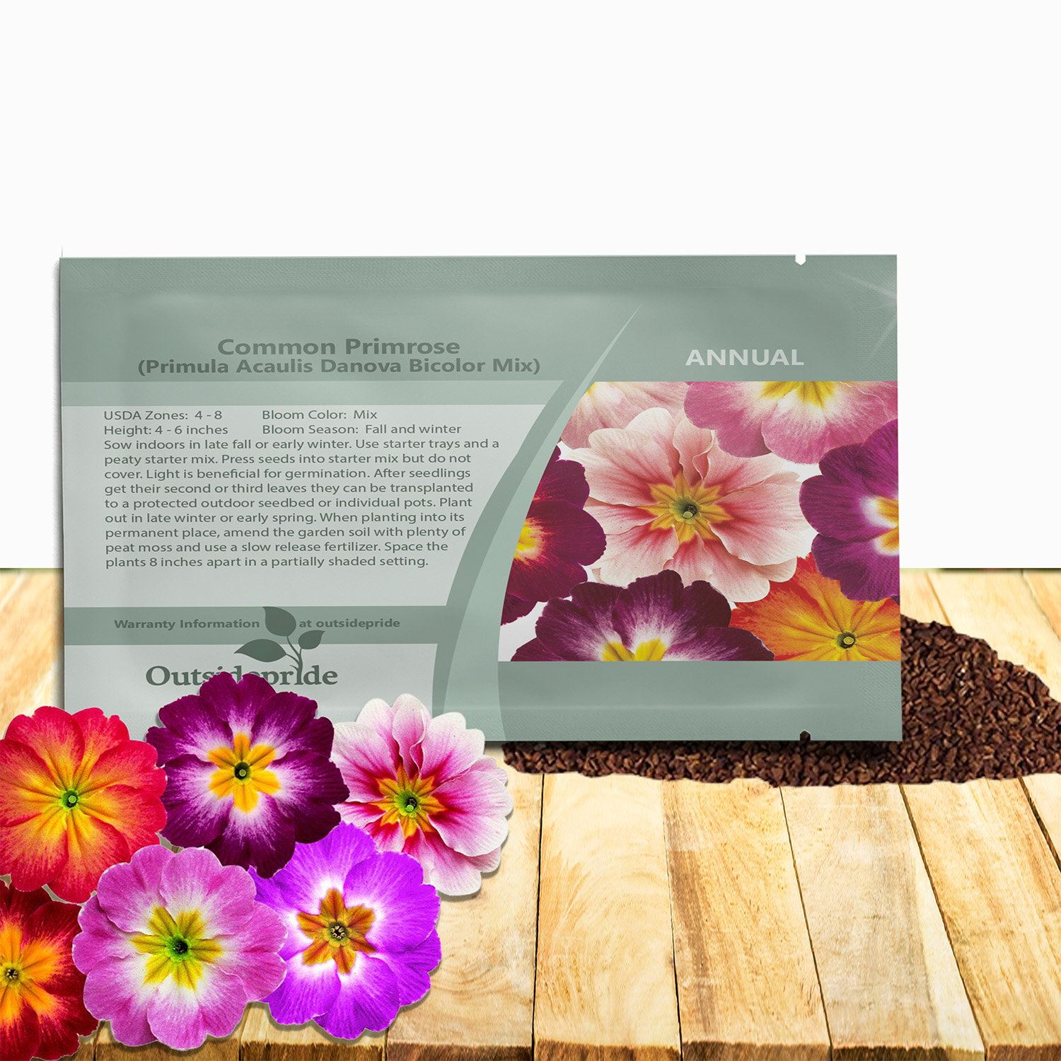 Common Primrose Bicolor Mix Seed Packet