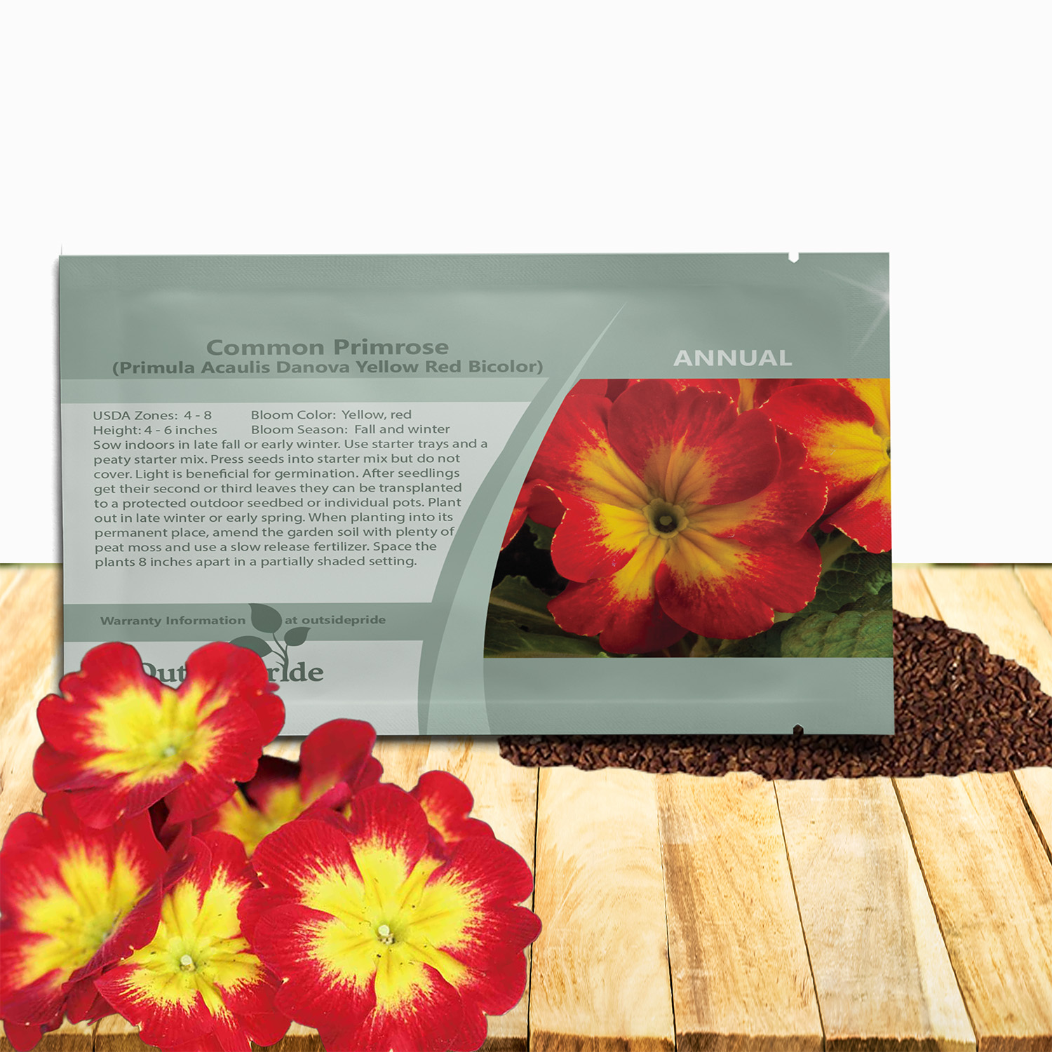 Primula Yellow Red Bicolor Seed Packet