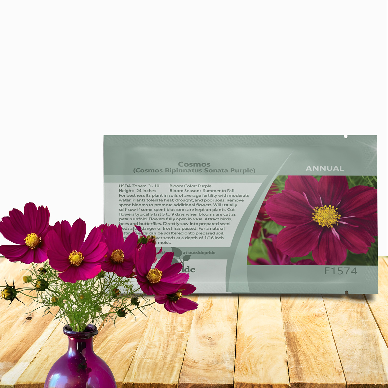 Cosmos Bipinnatus Sonata Purple Seed Packet