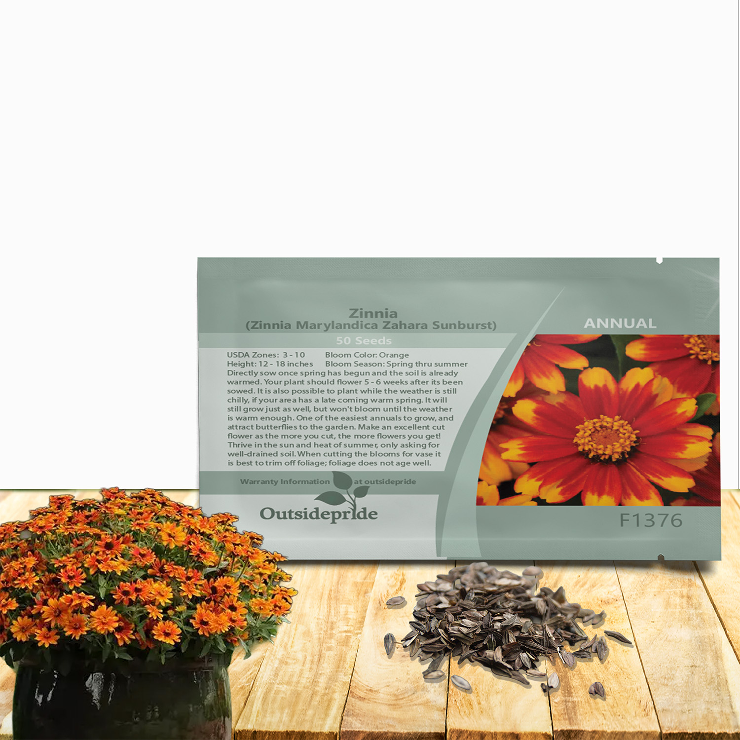 Zinnia Zahara Sunburst Seed Packet
