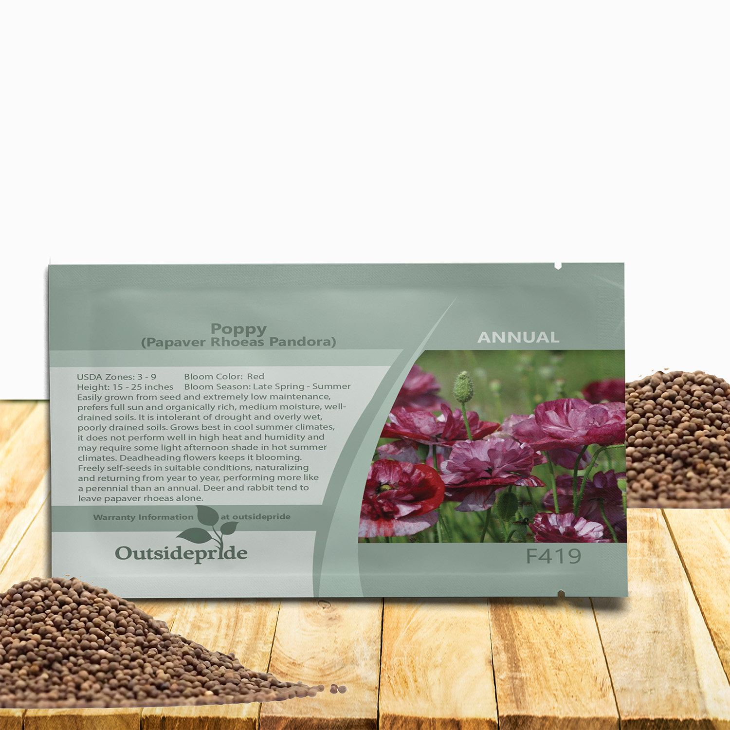 Papaver Rhoeas Pandora Poppy Seed Packet