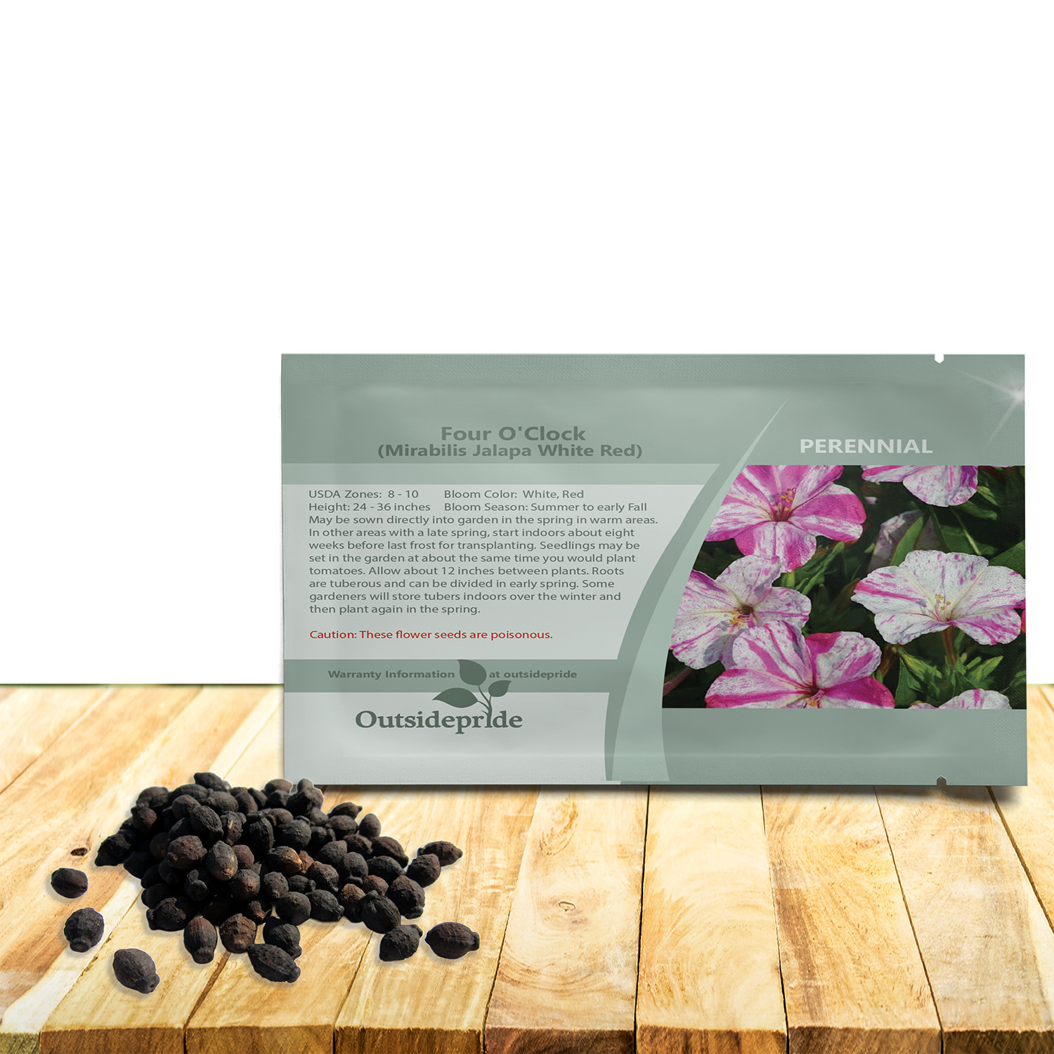 Four O'clock Marbles Red White Seed Packet