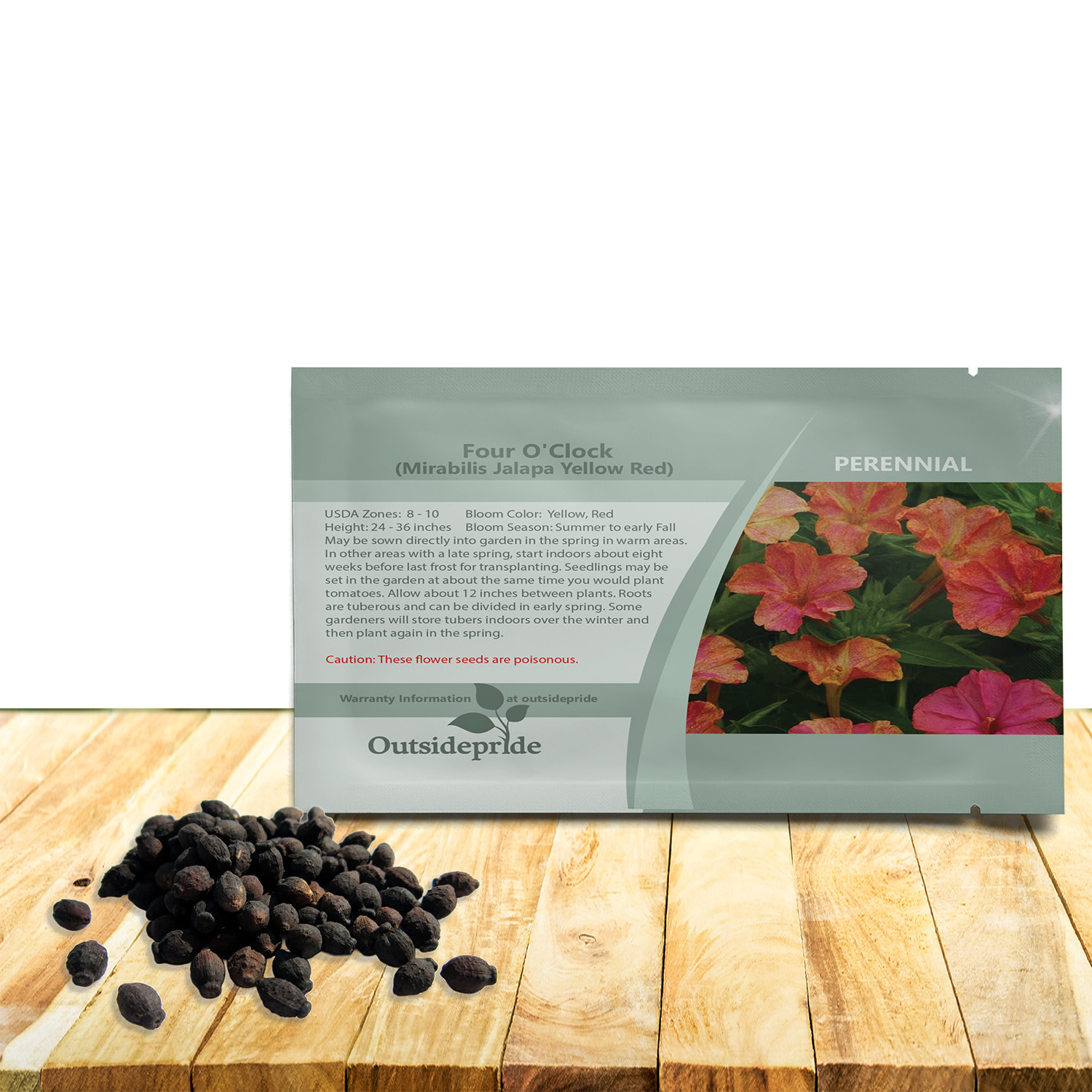 Four O'clock Marbles Yellow Red Seed Packet