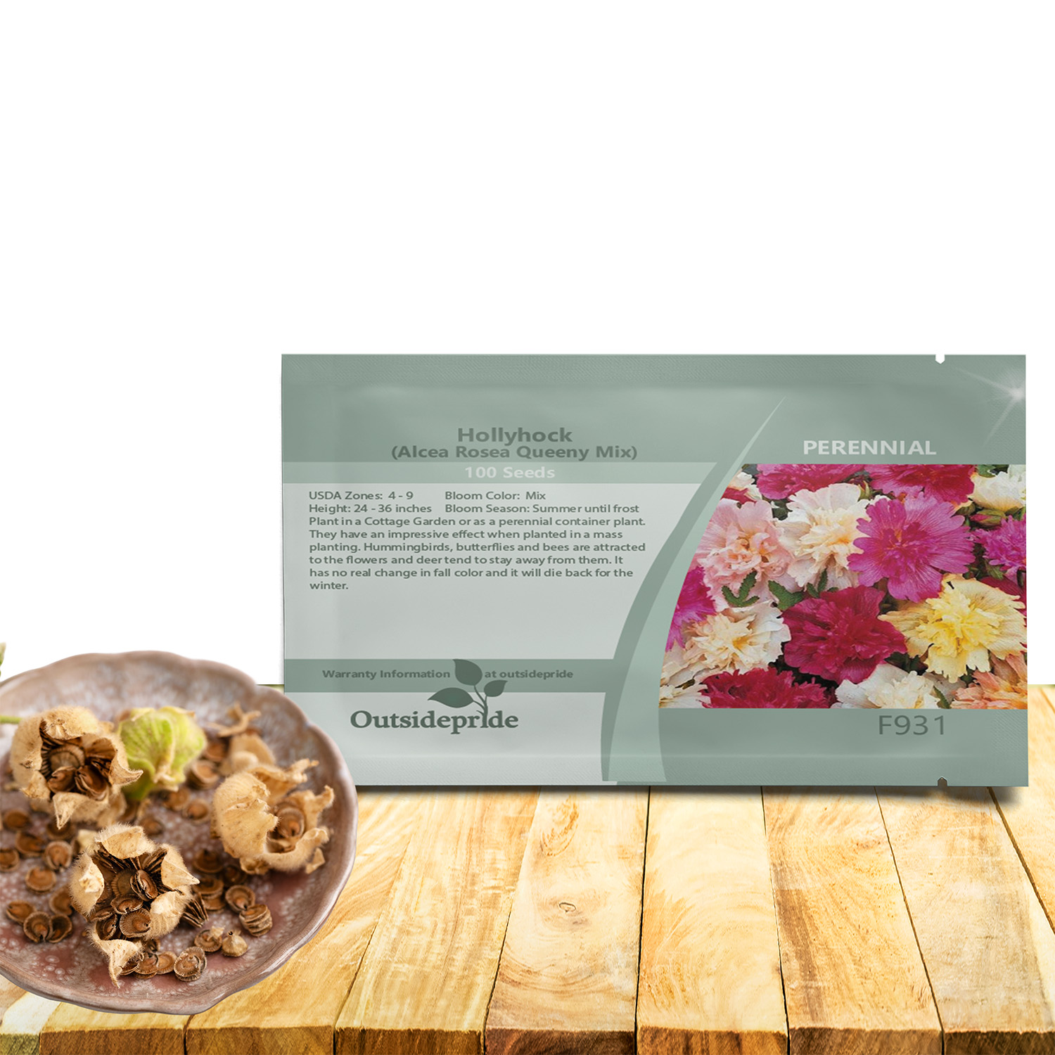 Hollyhock Queeny Flower Seeds Packet Mix