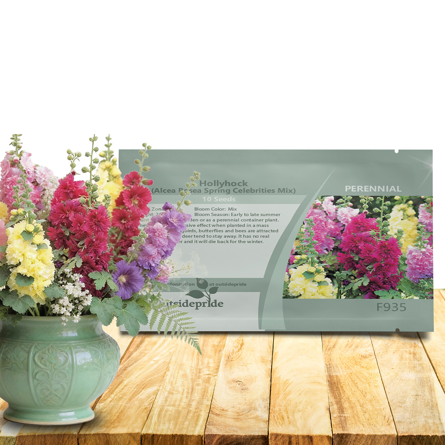Hollyhock Spring Celebrities Flower Seed Packet