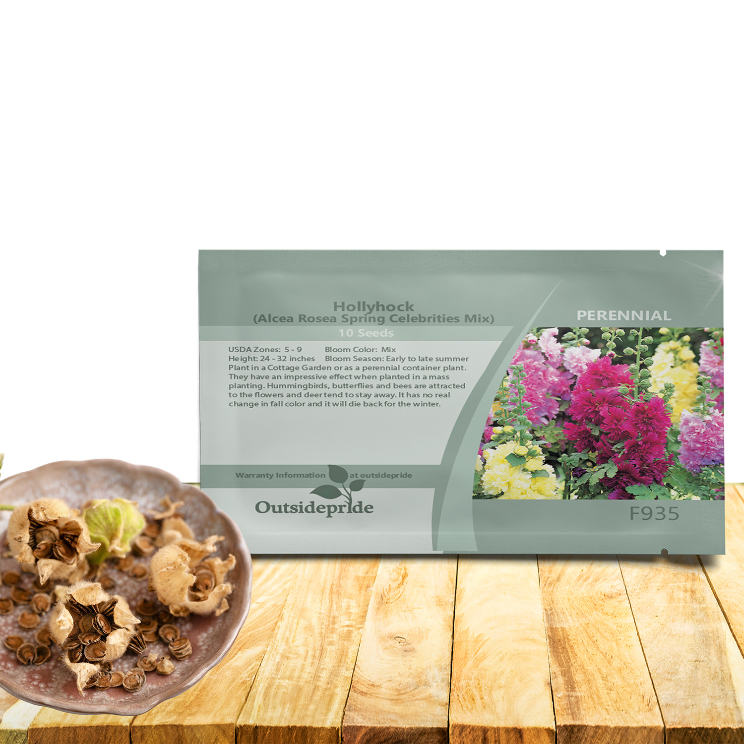 Hollyhock Spring Celebrities Flower Seed Packet