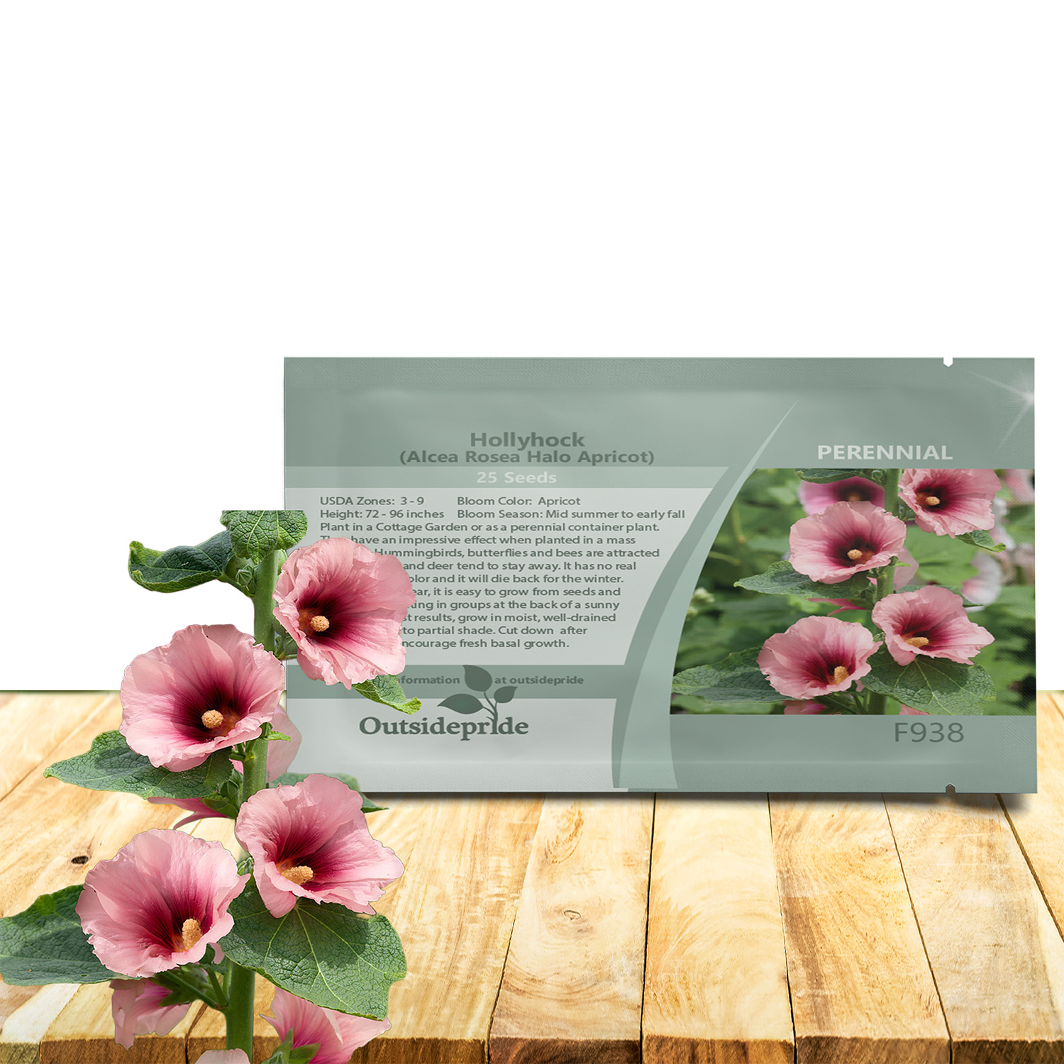 Hollyhock Halo Apricot Seed Packet