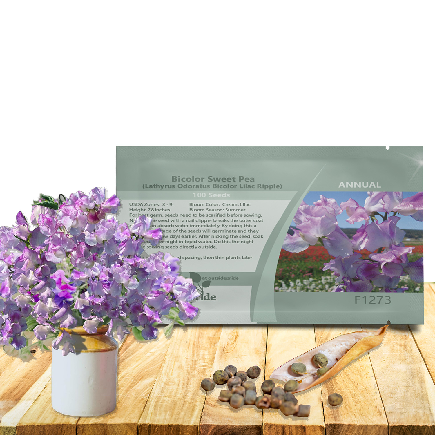 Sweet Pea Bicolor Lilac Ripple Seed Packet