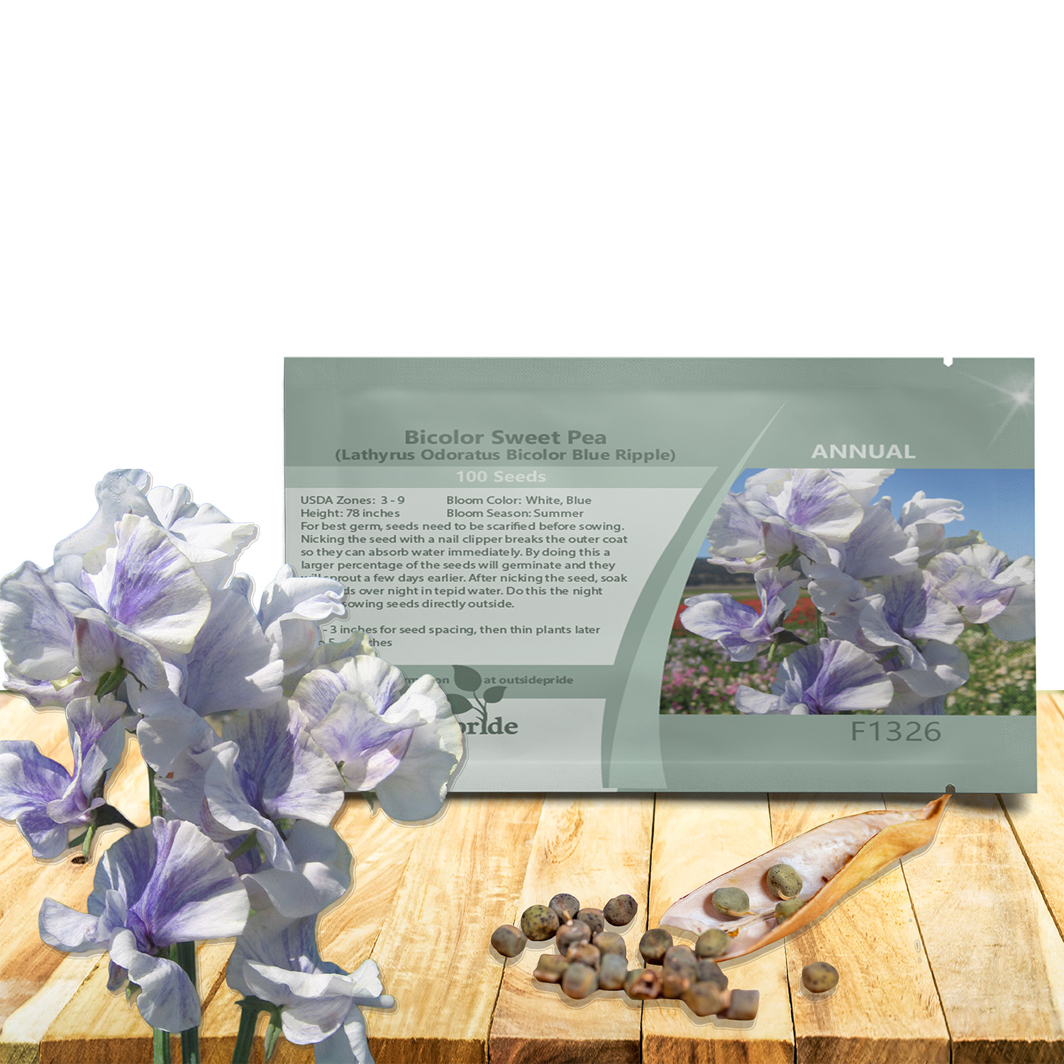 Sweet Pea Bicolor Blue Ripple Seed Packet