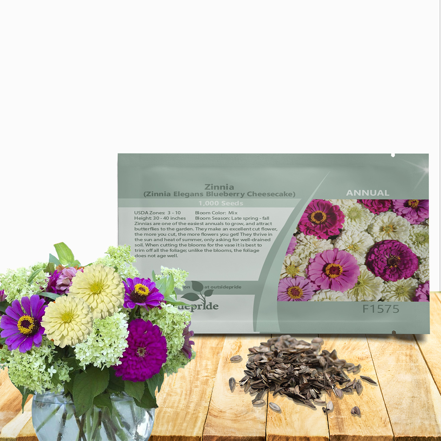 Zinnia Blueberry Cheesecake Seed Packet