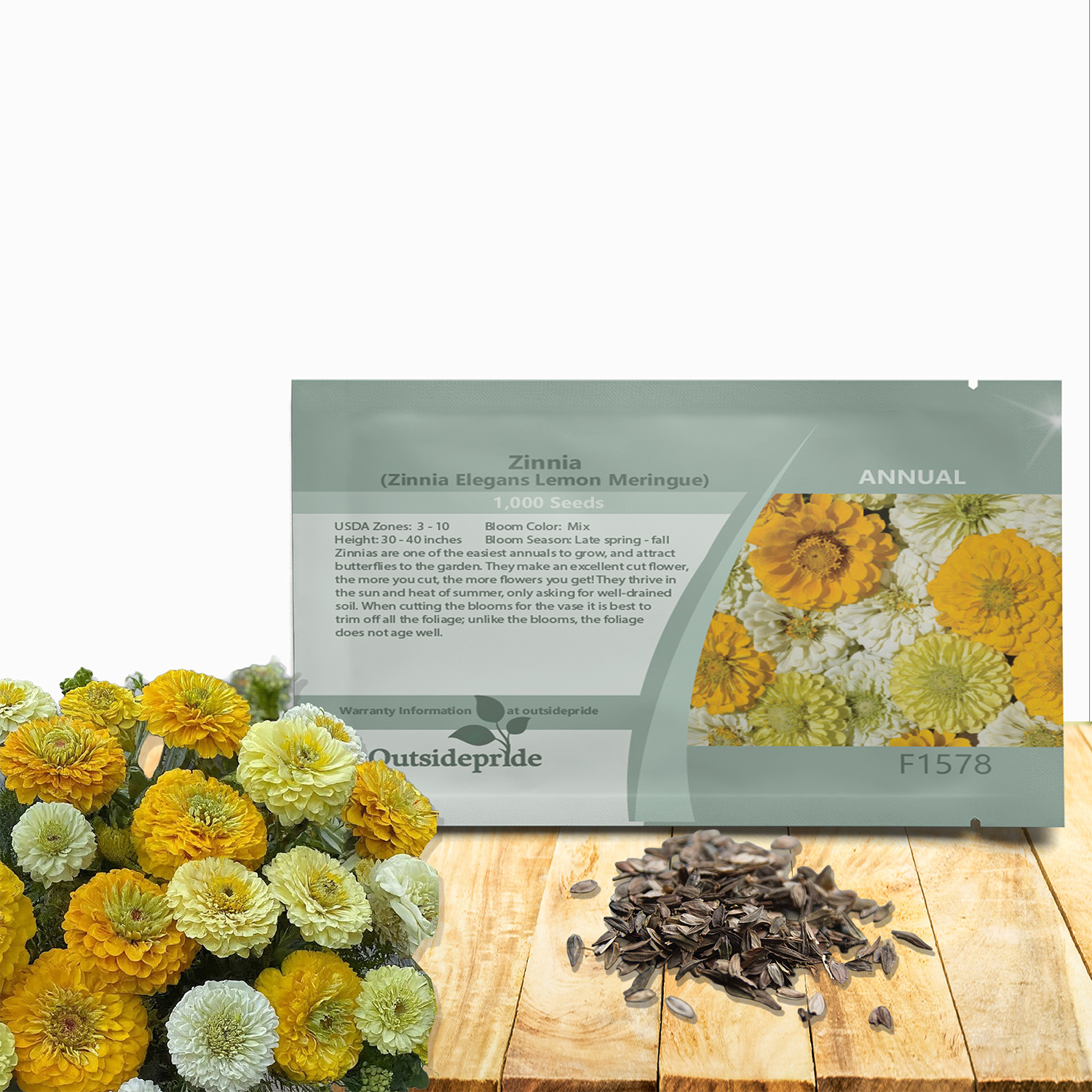 Zinnia Lemon Meringue Seed Packet