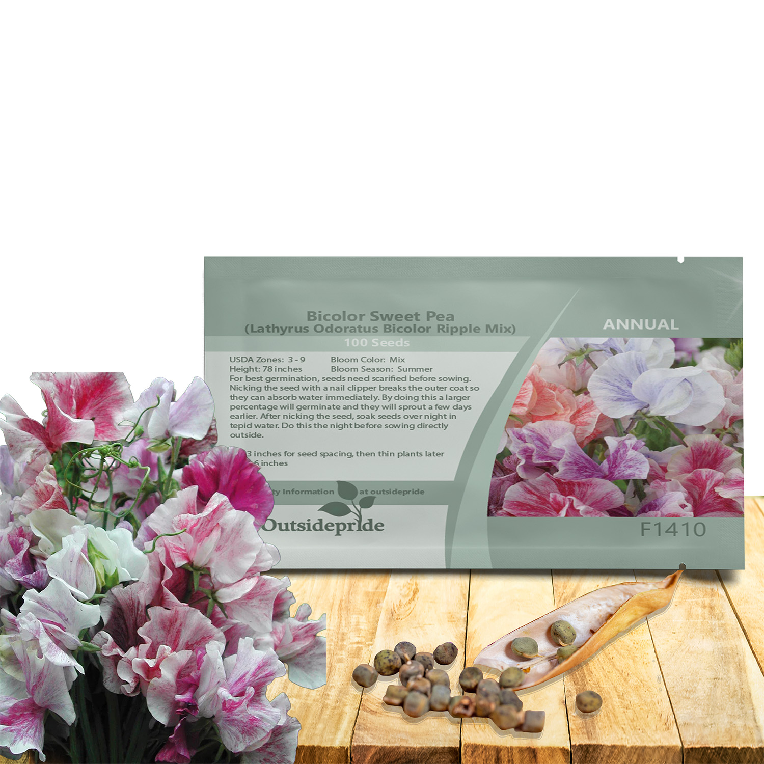Sweet Pea Bicolor Ripple Seed Packet