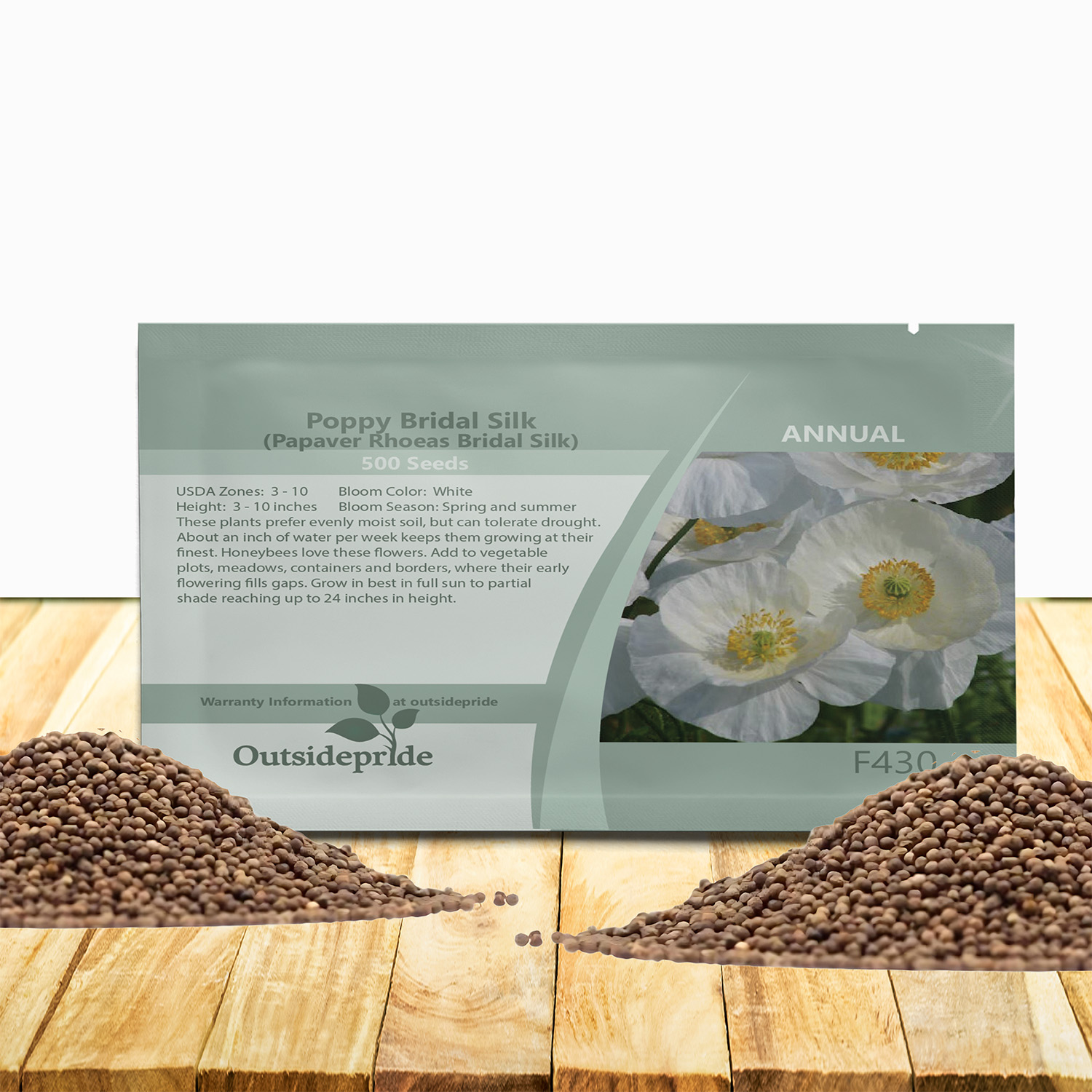 Poppy Bridal Silk Seed Packet