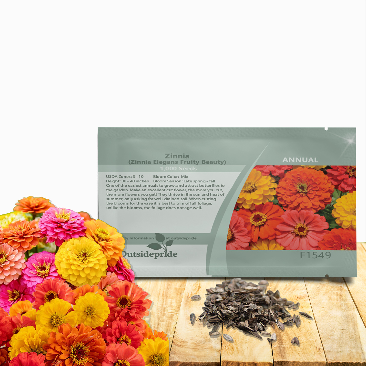 Zinnia Fruity Beauty Flower Seed Packet
