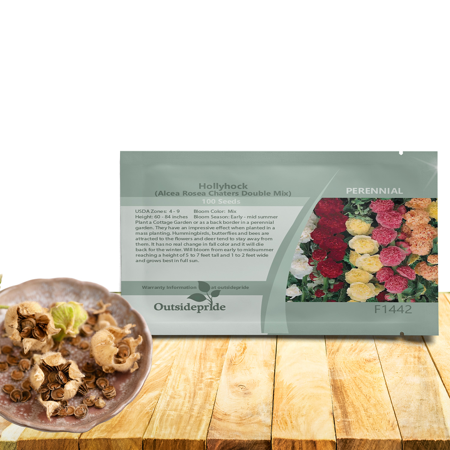 Alcea Rosea Double Mix Seed Packet