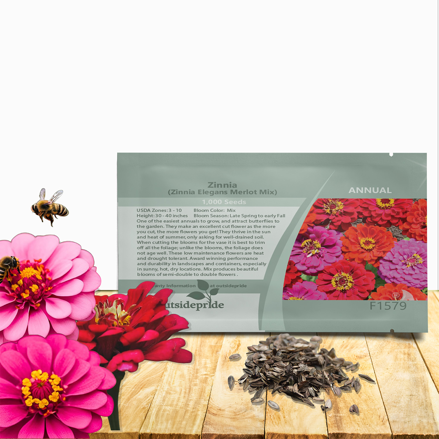 Zinnia Merlot Flower Seed Packet