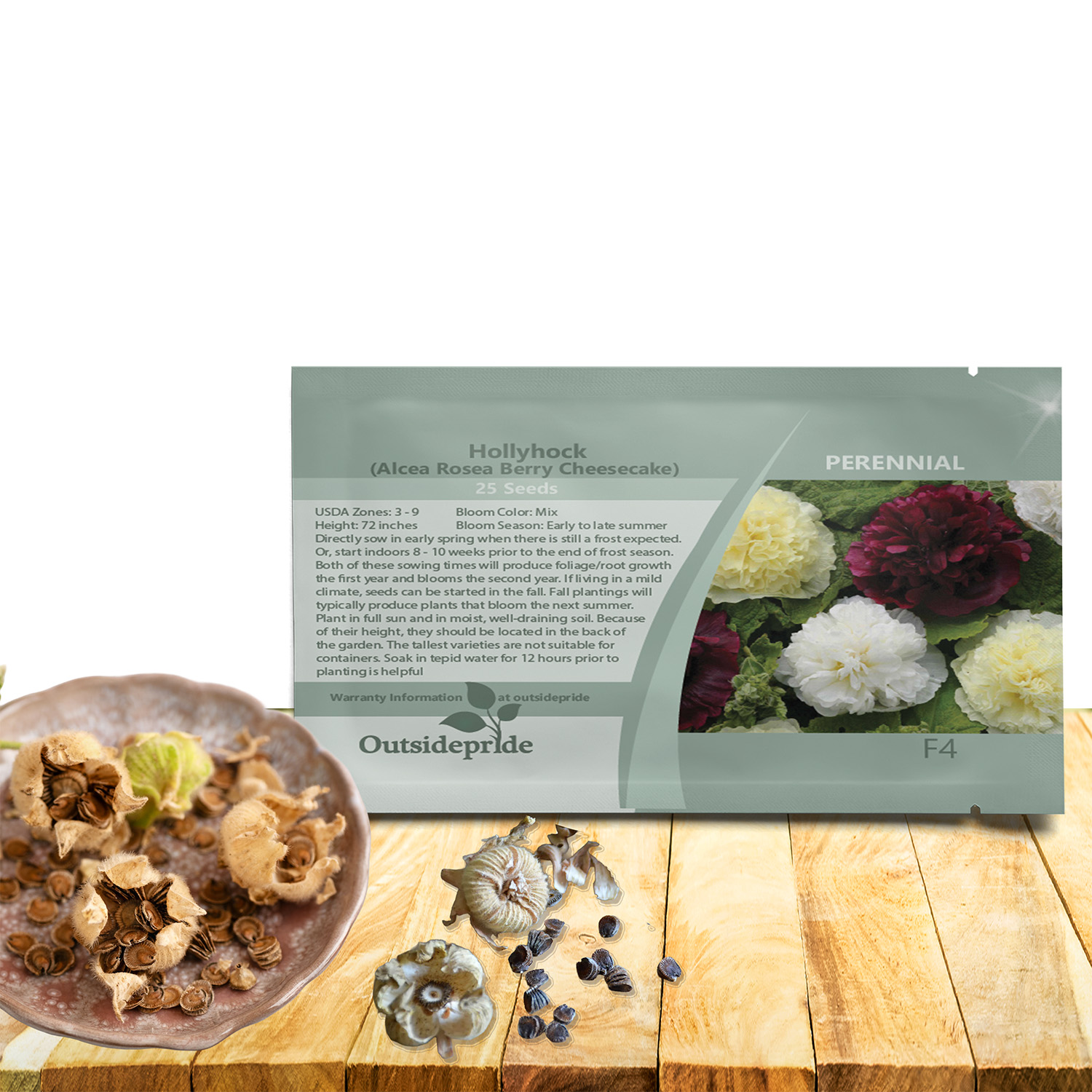 Hollyhock Berry Cheesecake Flower Seed Packet
