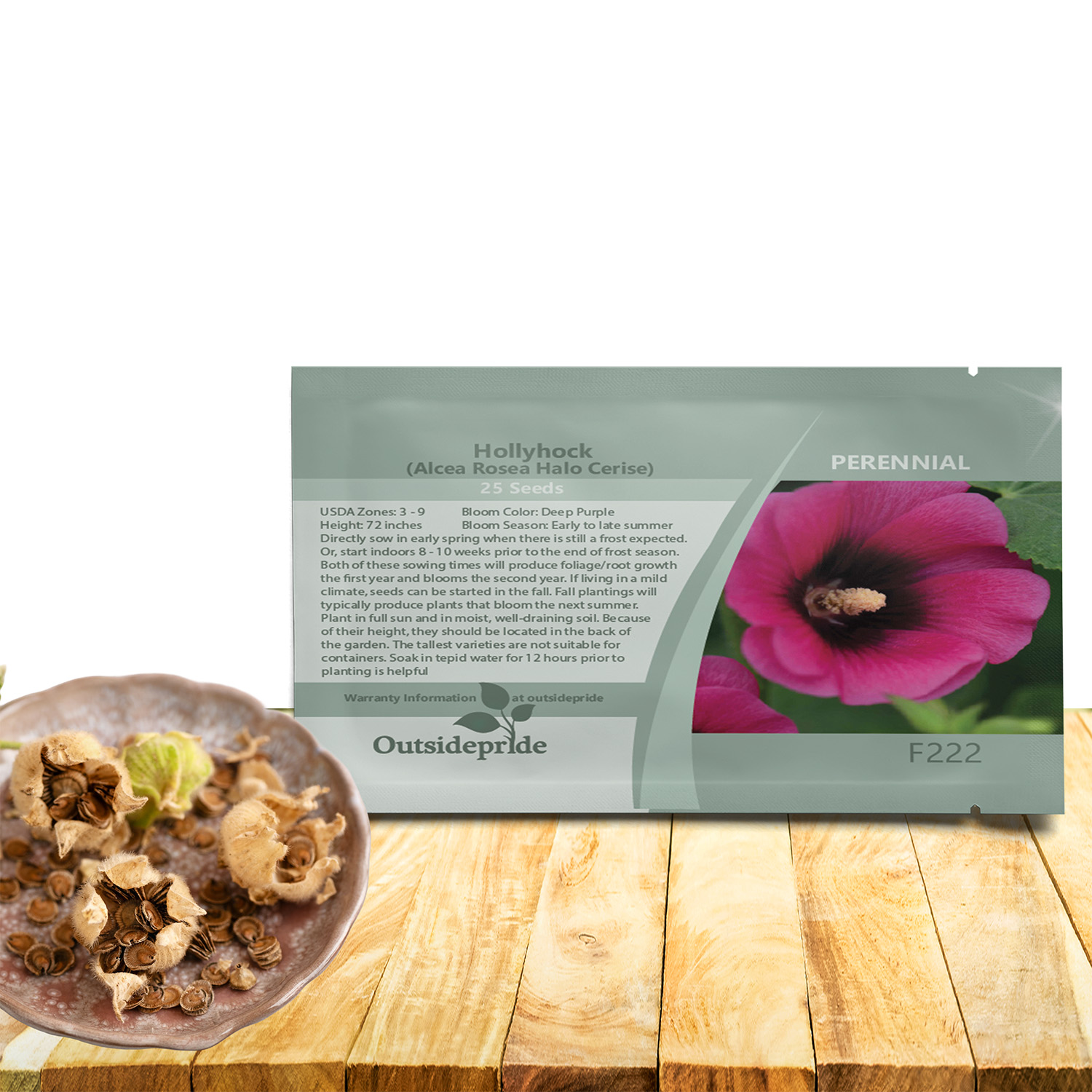 Hollyhock Halo Cerise Seed Packet