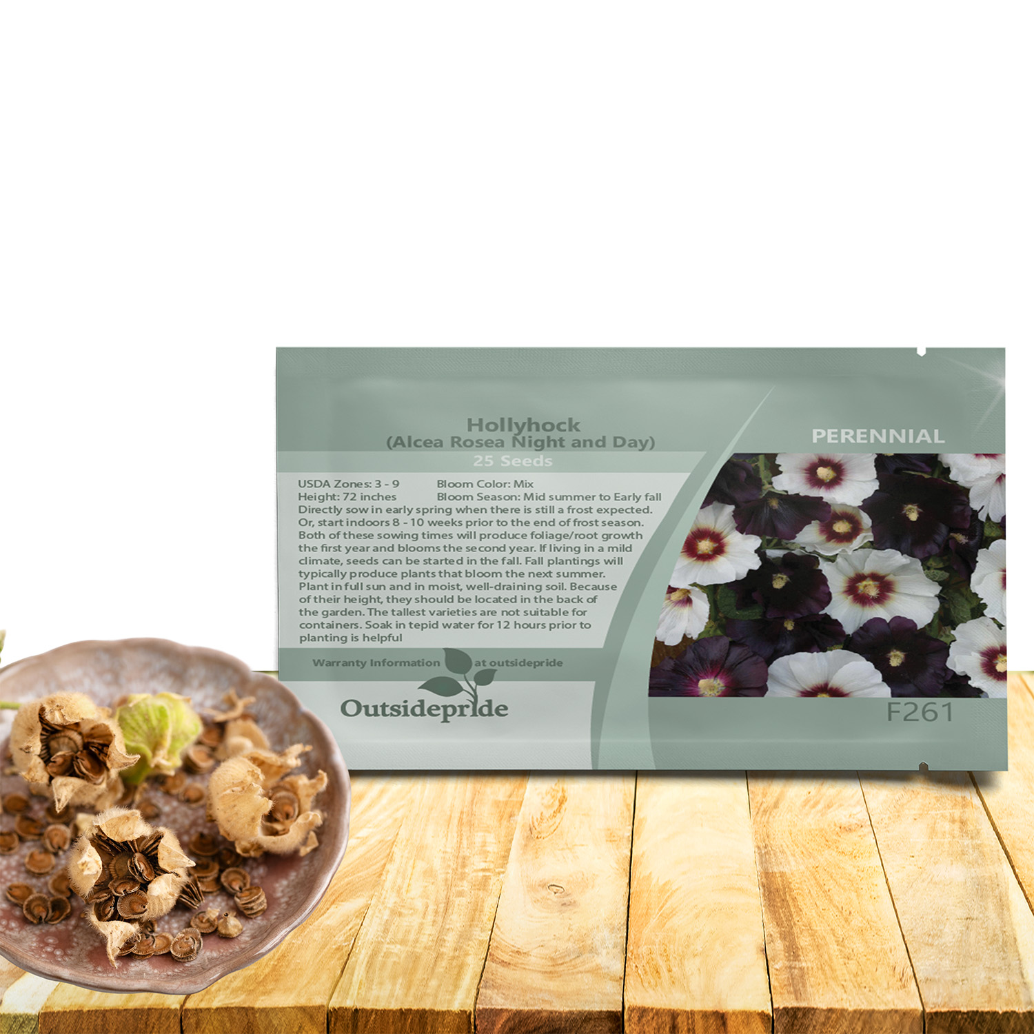 Hollyhock Night and Day Flower Seed Packet
