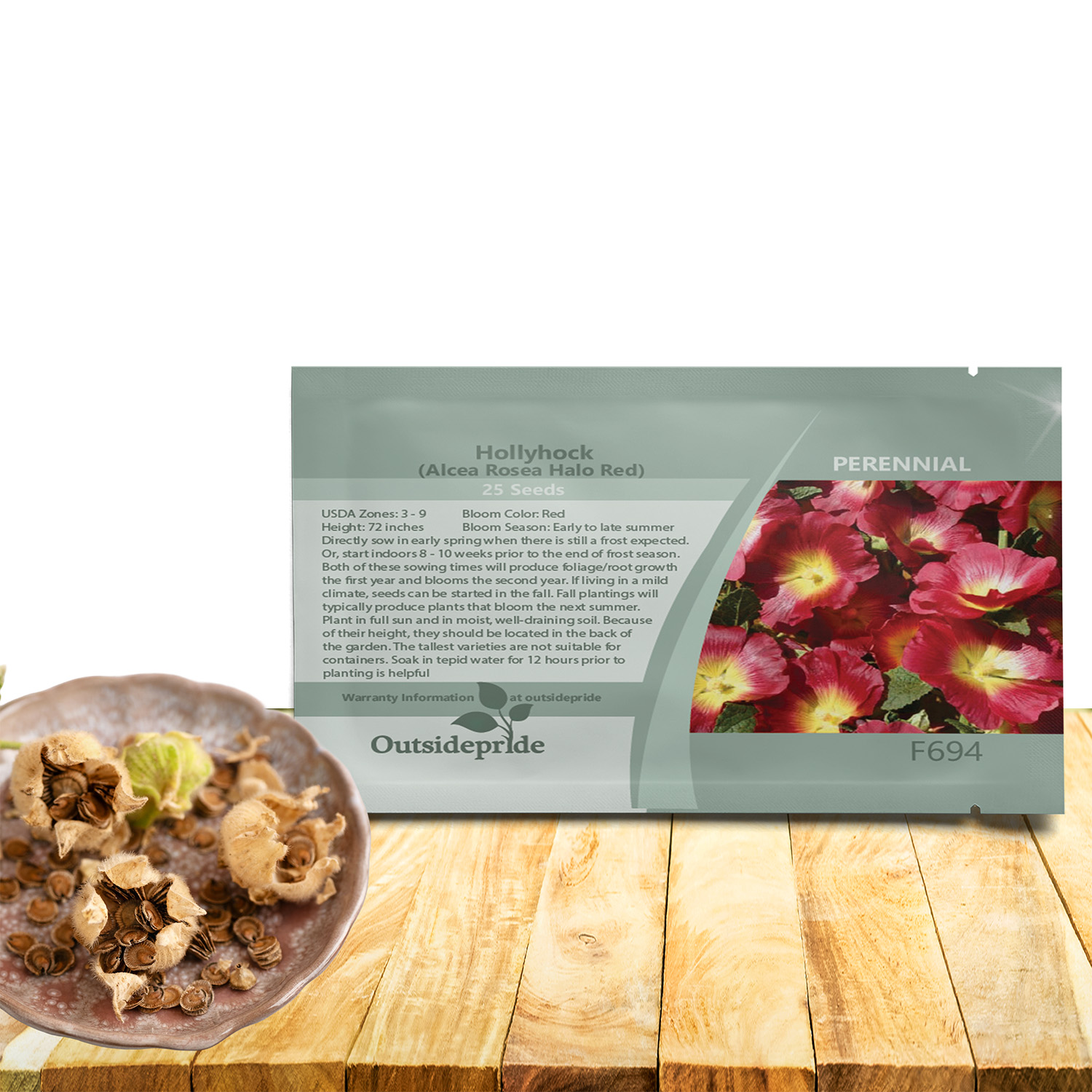 Hollyhock Halo Red Flower Seeds