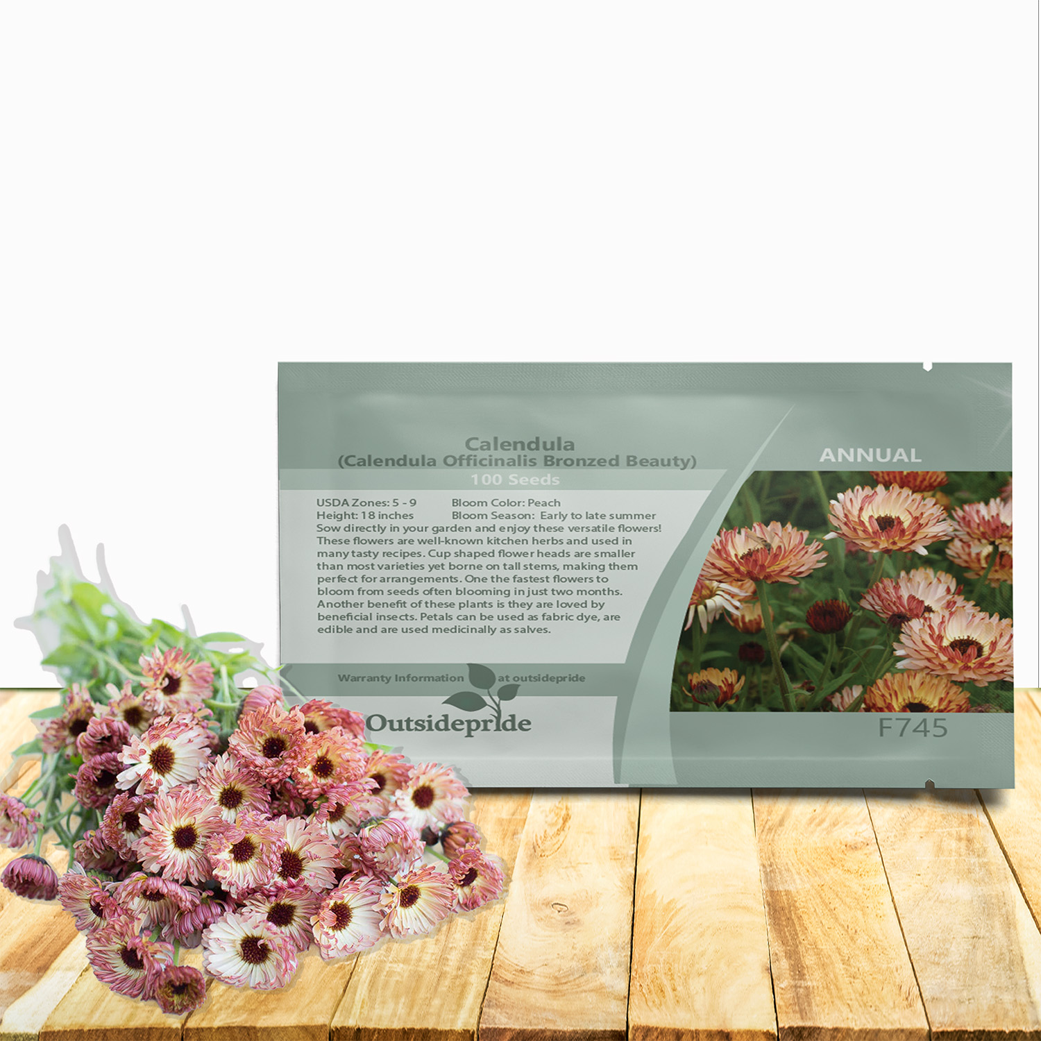 Calendula Bronzed Beauty Flower Seed Packet