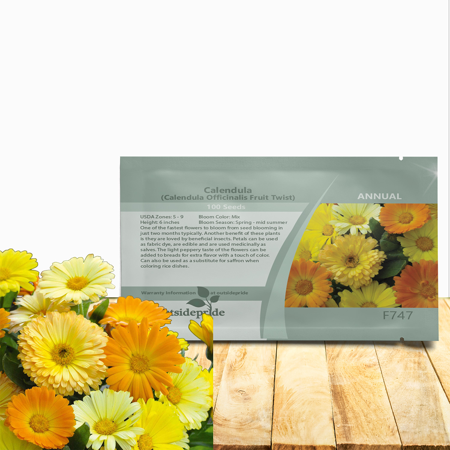 Calendula Fruit Twist Flower Seed Packet